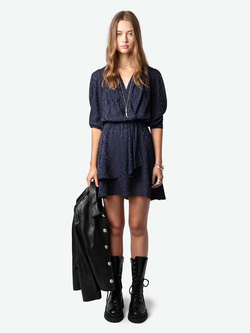 Vestido Rogers de Leopardo de Jacquard de Seda