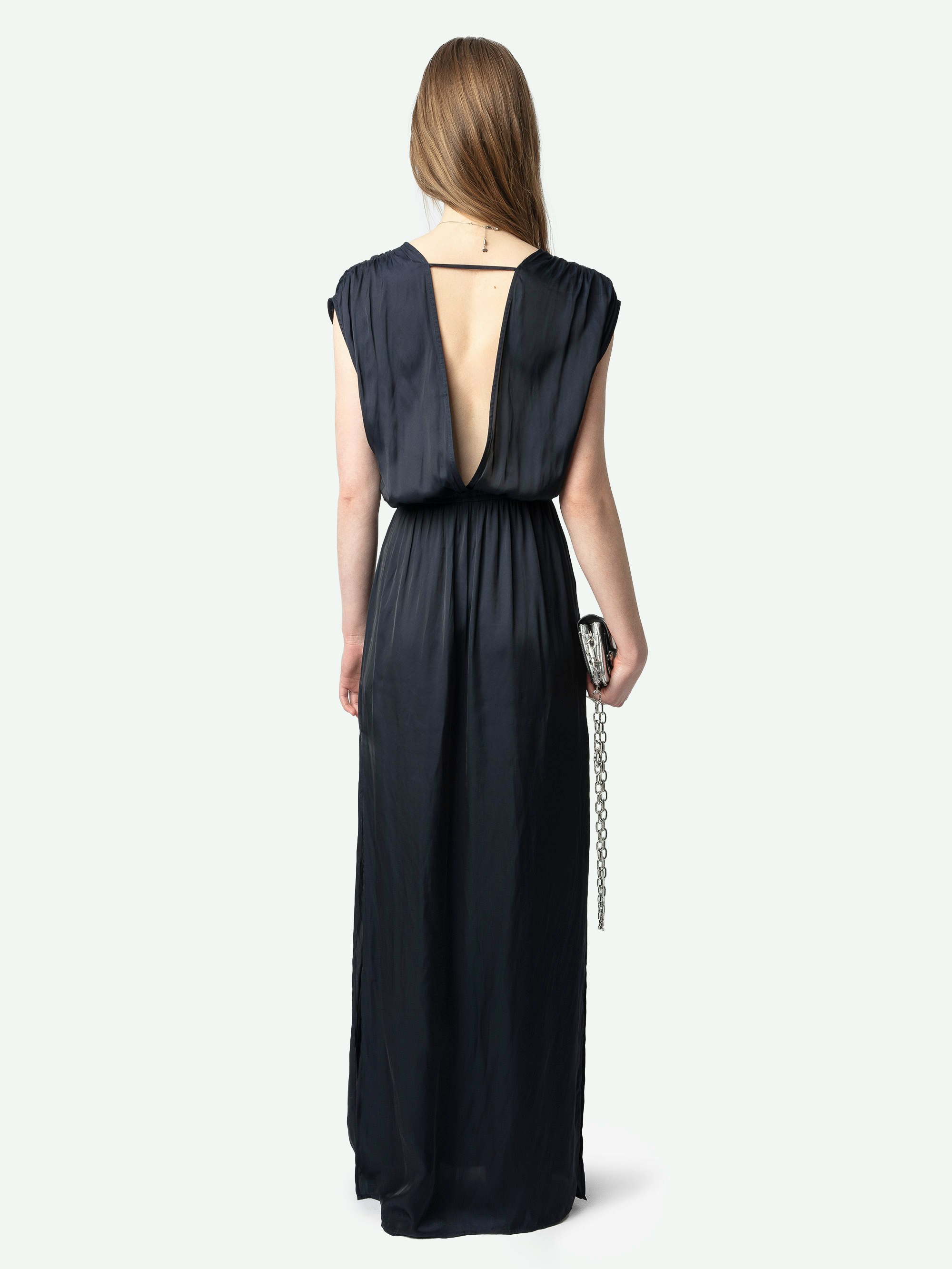 Ritmic Navy Satin Long Dress 2