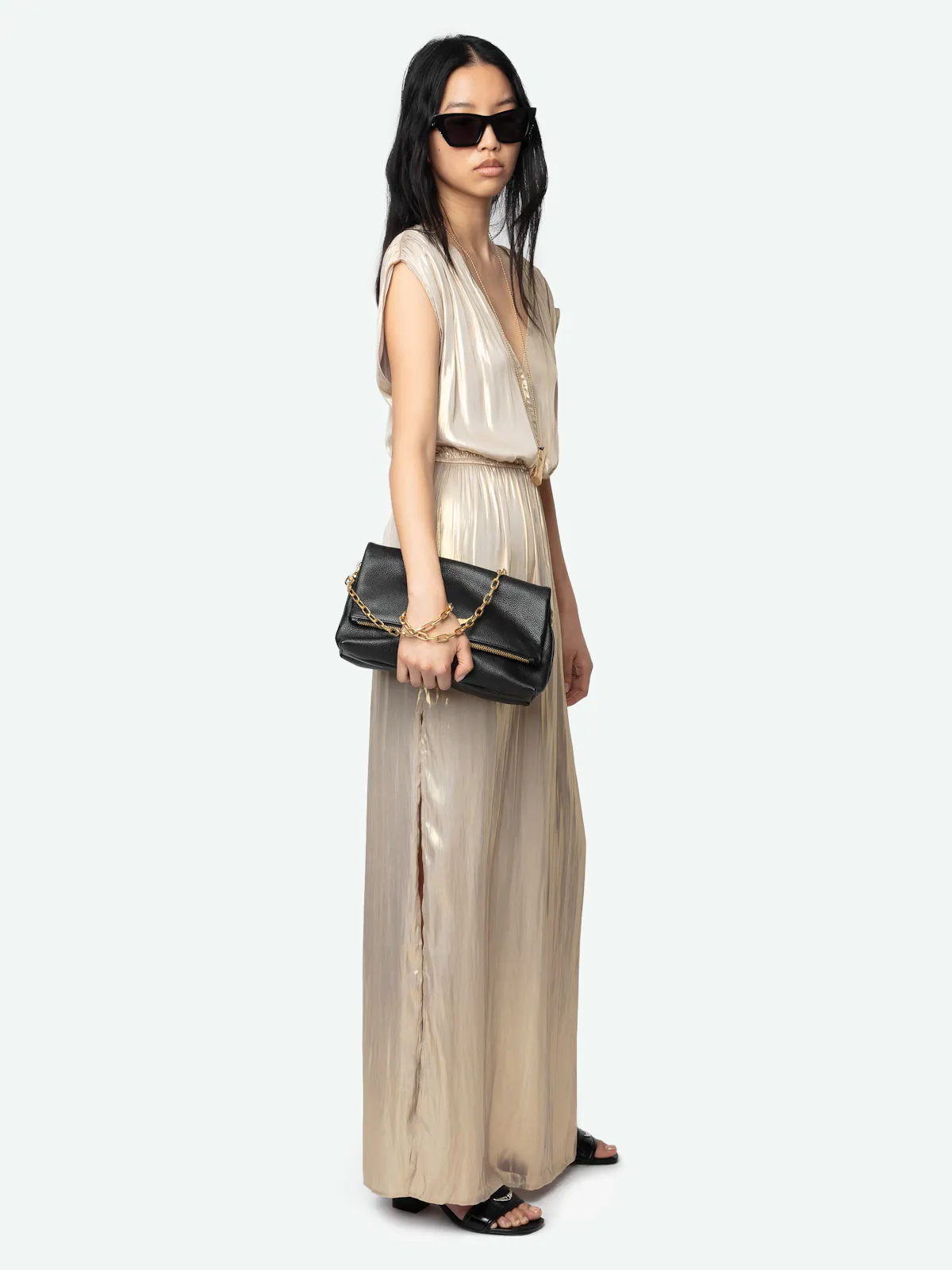 Elegant Gold Satin Ritmic Dress | Zadig&Voltaire Elegant Gold Satin Ritmic Dress | Zadig&Voltaire