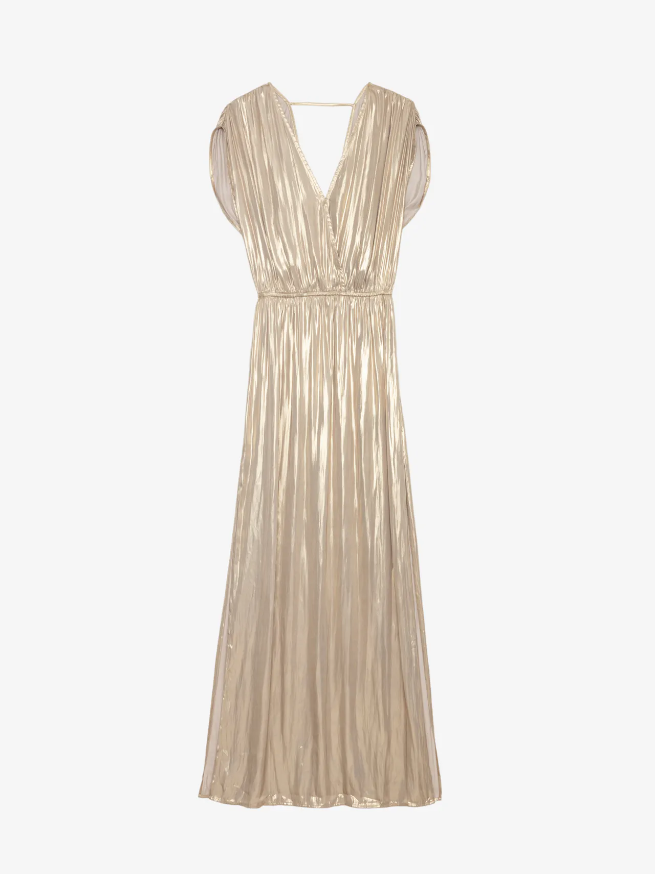 Ritmic Gold Draped Satin Dress 8