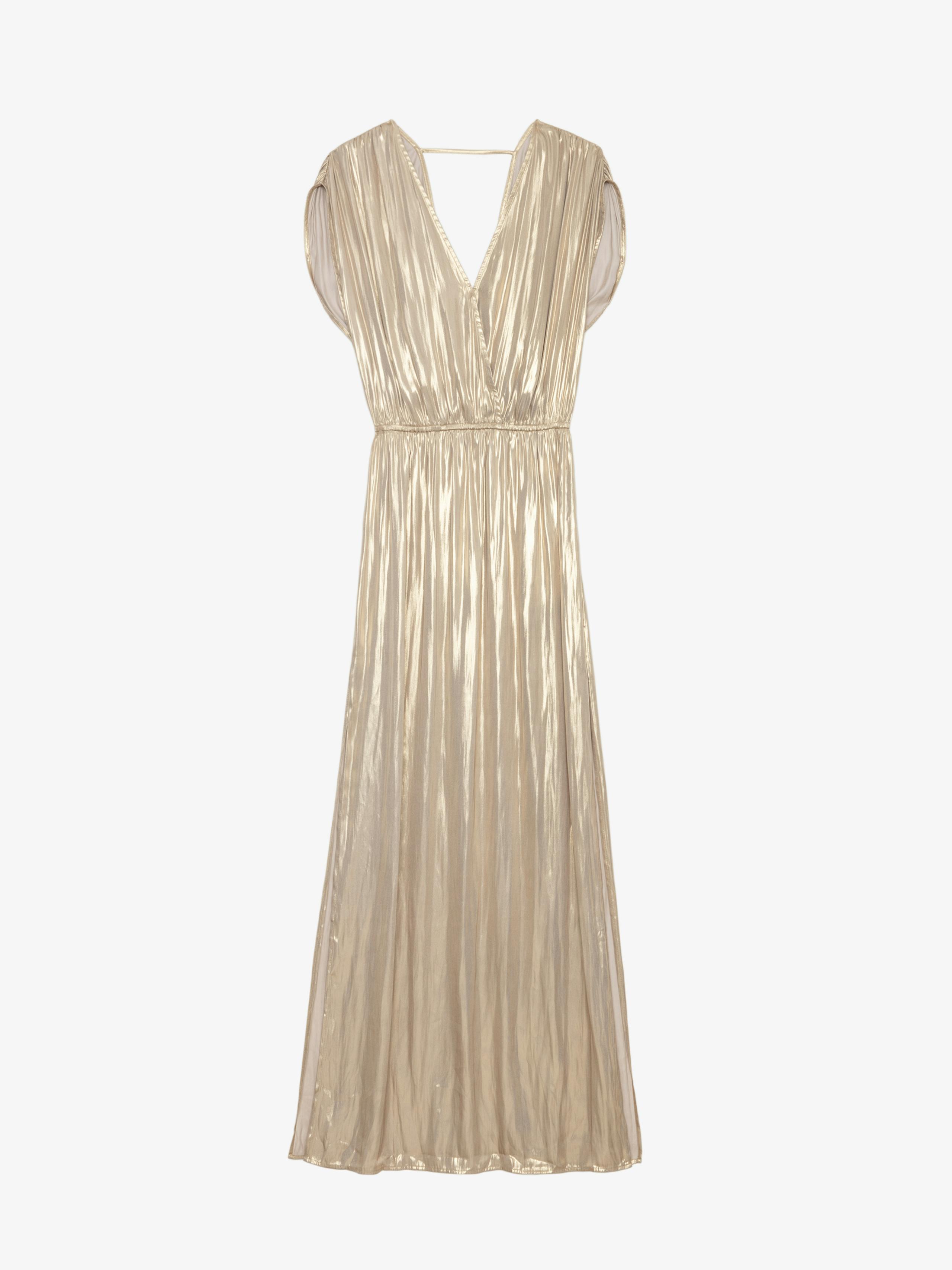 Ritmic Gold Draped Satin Dress 8