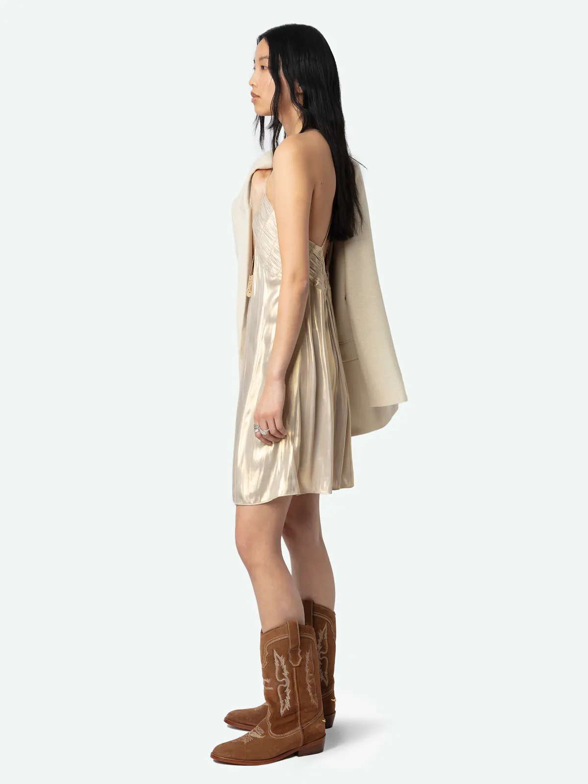 Elegant Gold Satin Short Dress | Zadig&Voltaire Elegant Gold Satin Short Dress | Zadig&Voltaire