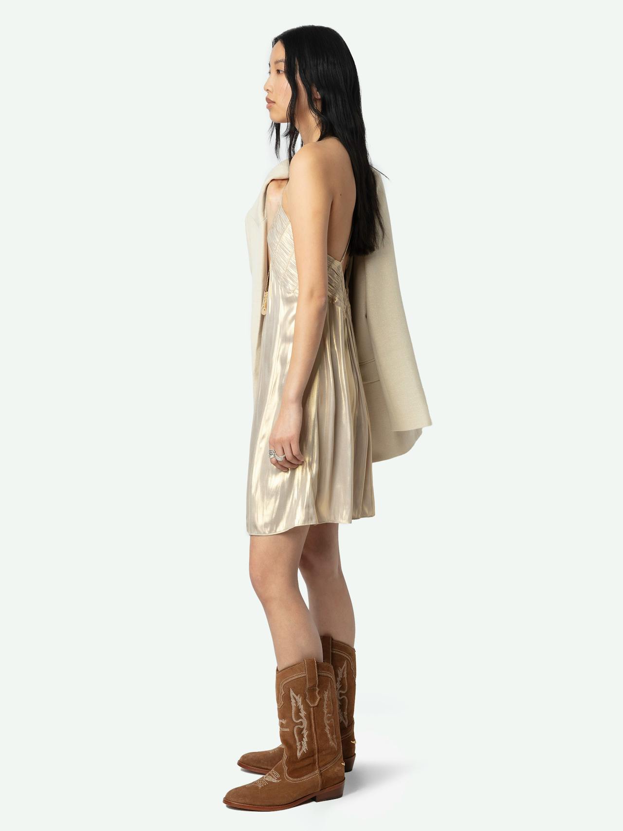 Rayonna Pleated Satin Dress