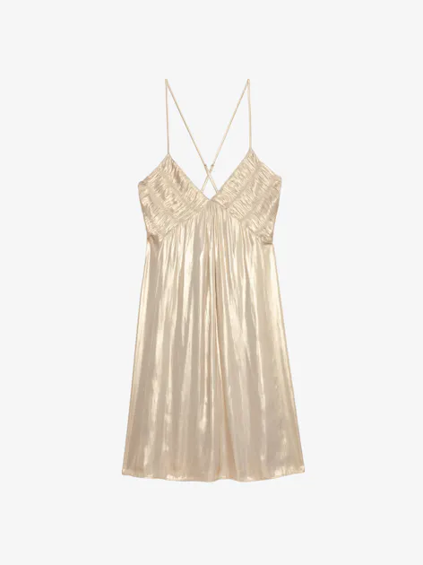 Zadig & Voltaire | Rayonna Pleated Satin Dress | L | Gold Zadig & Voltaire | Rayonna Pleated Satin Dress | L | Gold