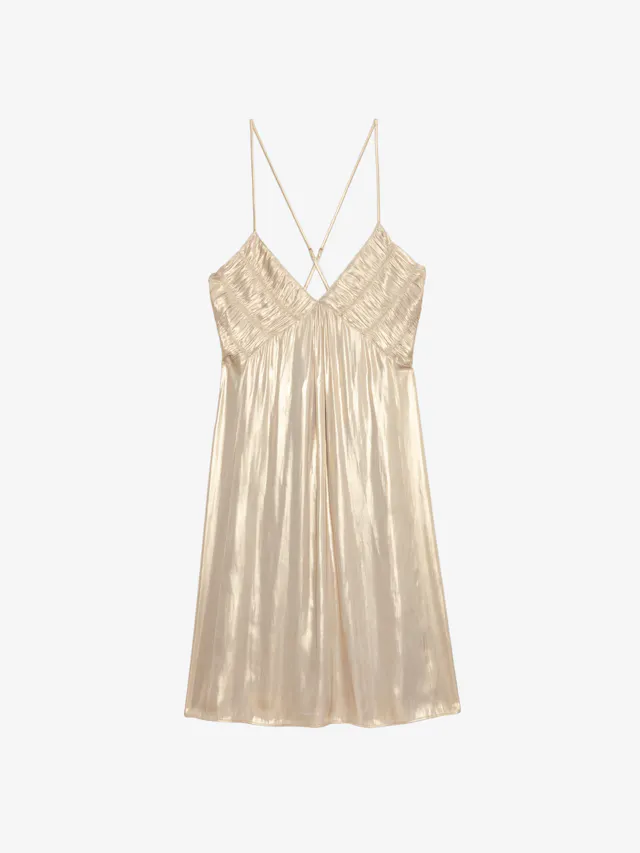 Rayonna Pleated Satin Dress