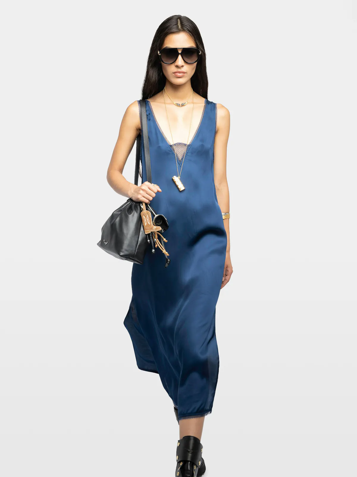 Long Satin Lace Dress Blue | Zadig&Voltaire Long Satin Lace Dress Blue | Zadig&Voltaire