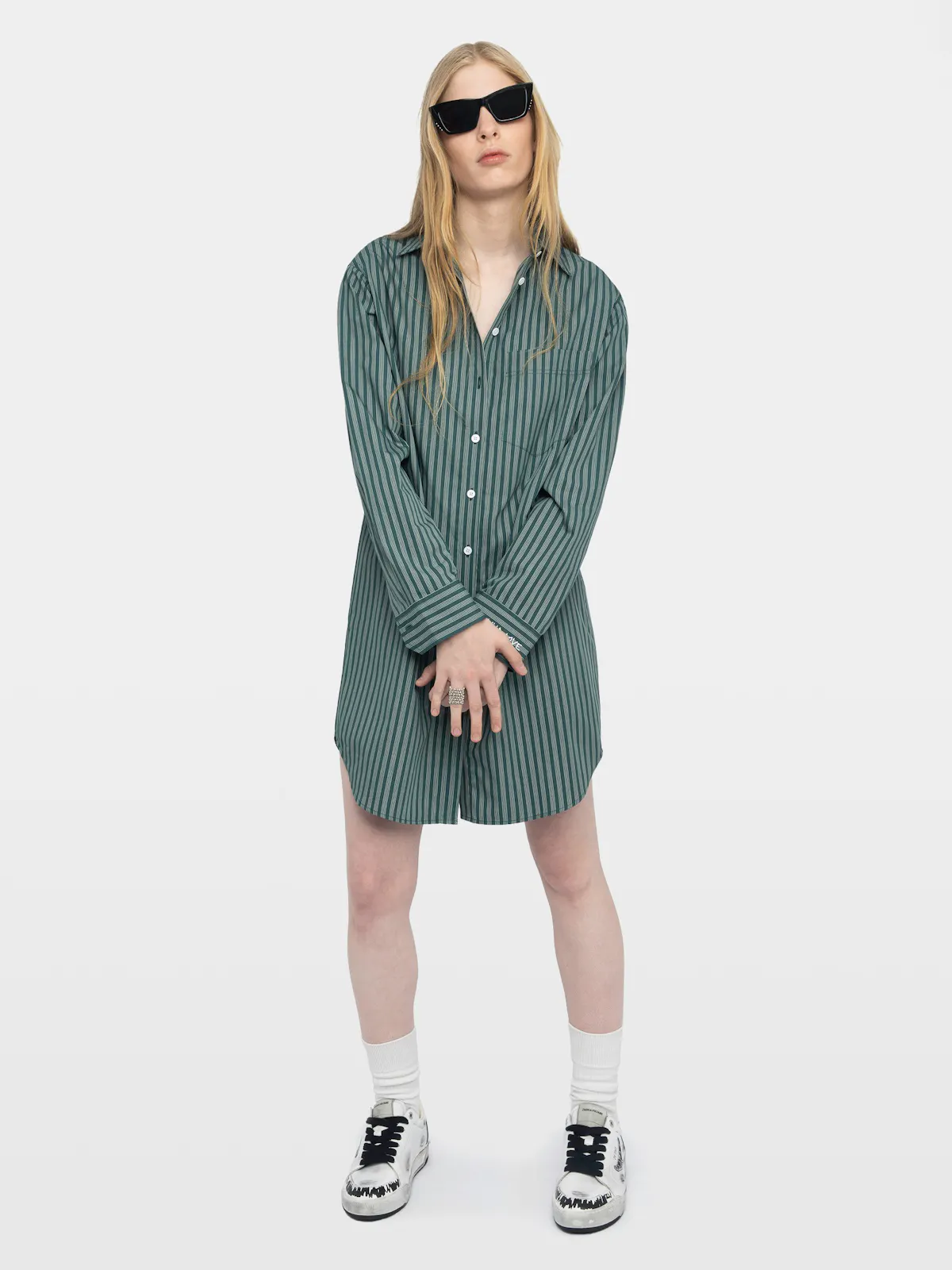 Emerald Cotton Shirt Dress For Women | Zadig&Voltaire Emerald Cotton Shirt Dress For Women | Zadig&Voltaire