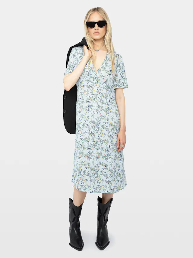 Rhodral Floral Print Midi Dress