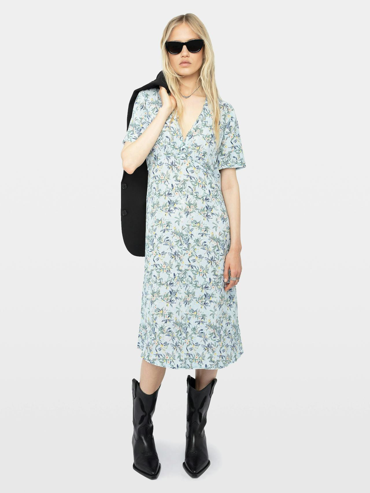 Rhodral Floral Print Midi Dress