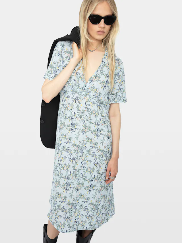 Rhodral Floral Print Midi Dress