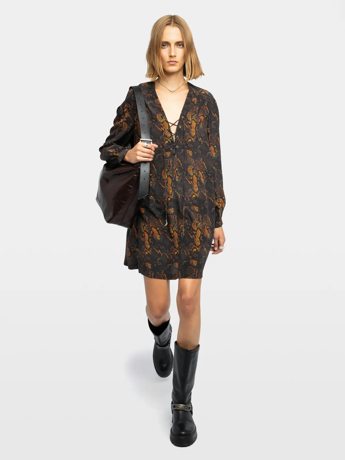 snake print silk dress Hypnotic Memento Billow ruffled snake-print silk-organza gown - brown