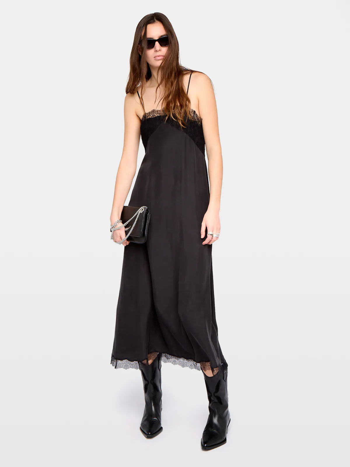 zadig and voltaire black silk dress Zadig & Voltaire Reina Satin Dress S