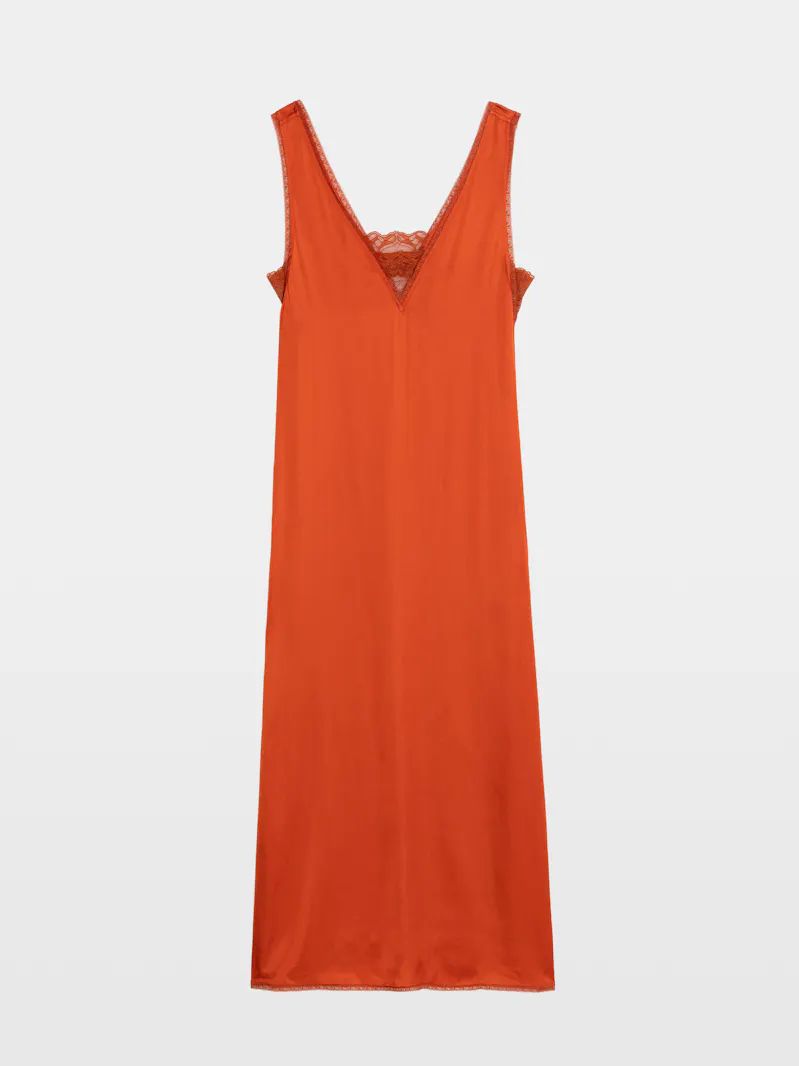 Renzo Satin Dress for Women - Spice - Size: M - Zadig&Voltaire Renzo Satin Dress for Women - Spice - Size: M - Zadig&Voltaire