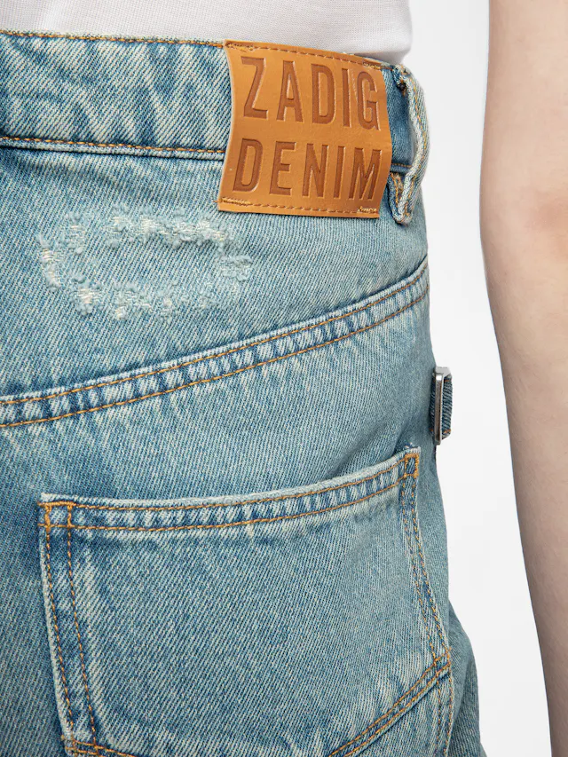 Elio Distressed Straight Leg Jeans