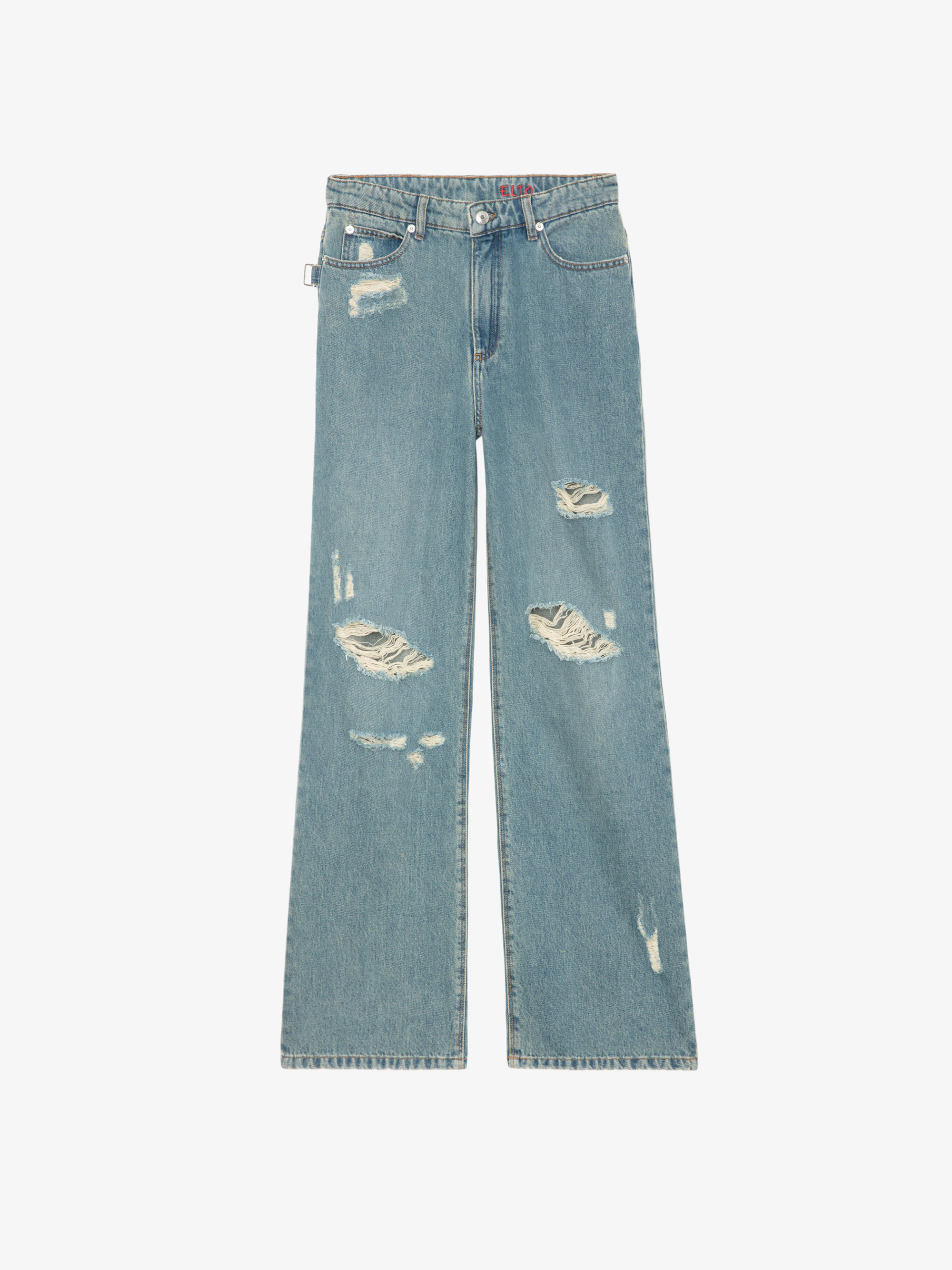 Elio Distressed Straight Leg Jeans thumbnail 6