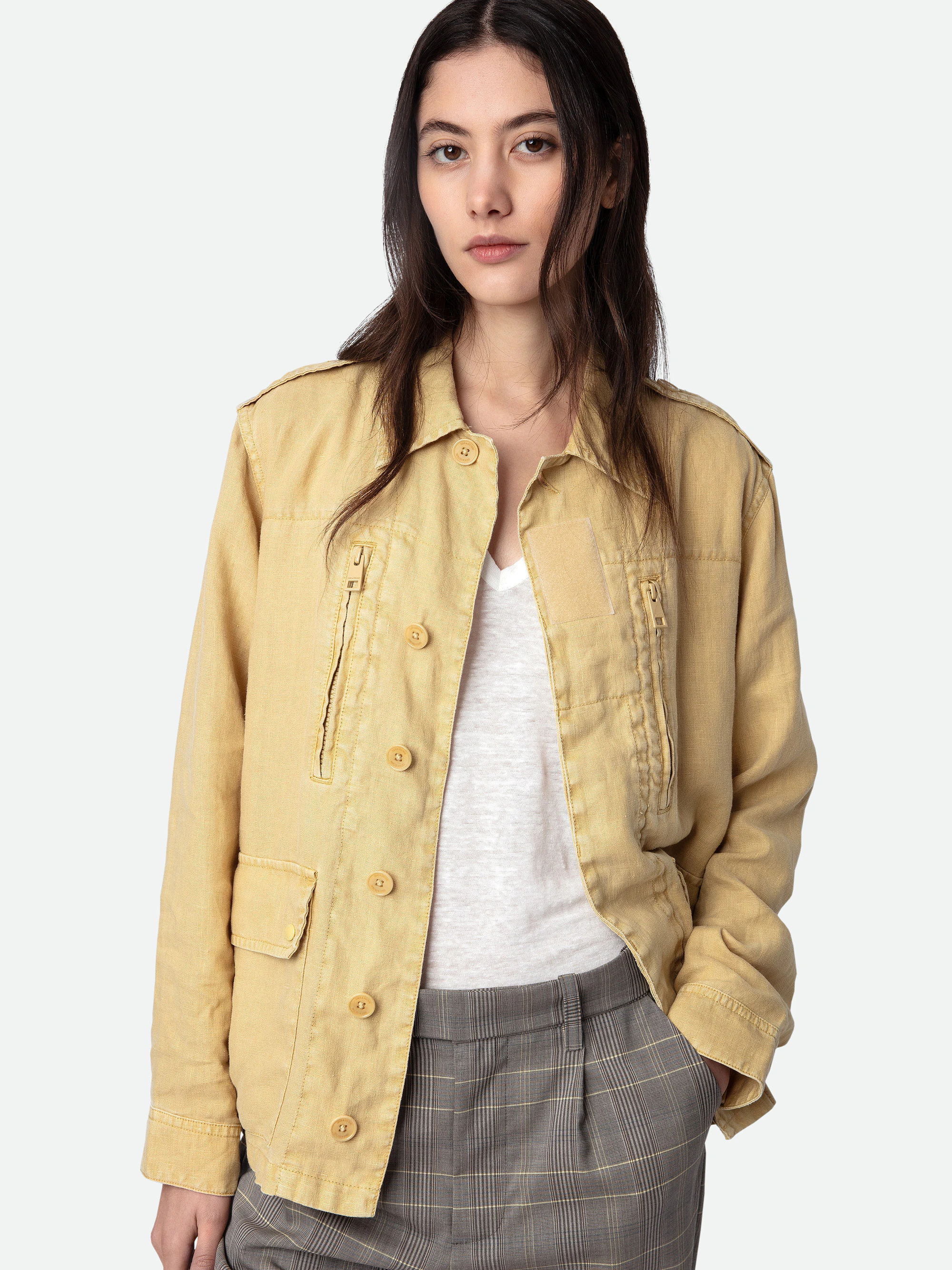 Kid Peace & Love Linen Jacket jacket yellow women | Zadig&Voltaire