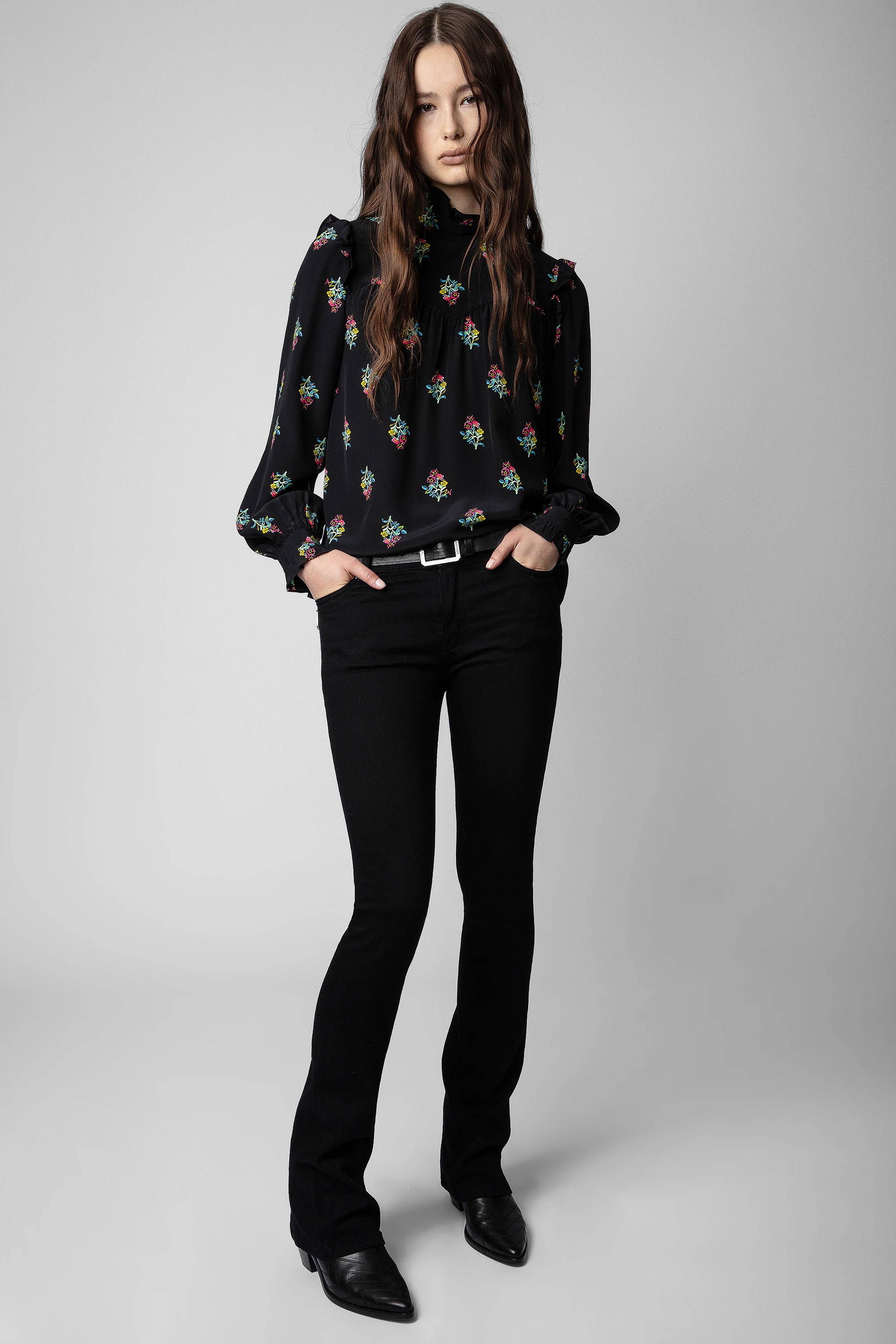 Tia Polka Flowers Silk Shirt thumbnail 2