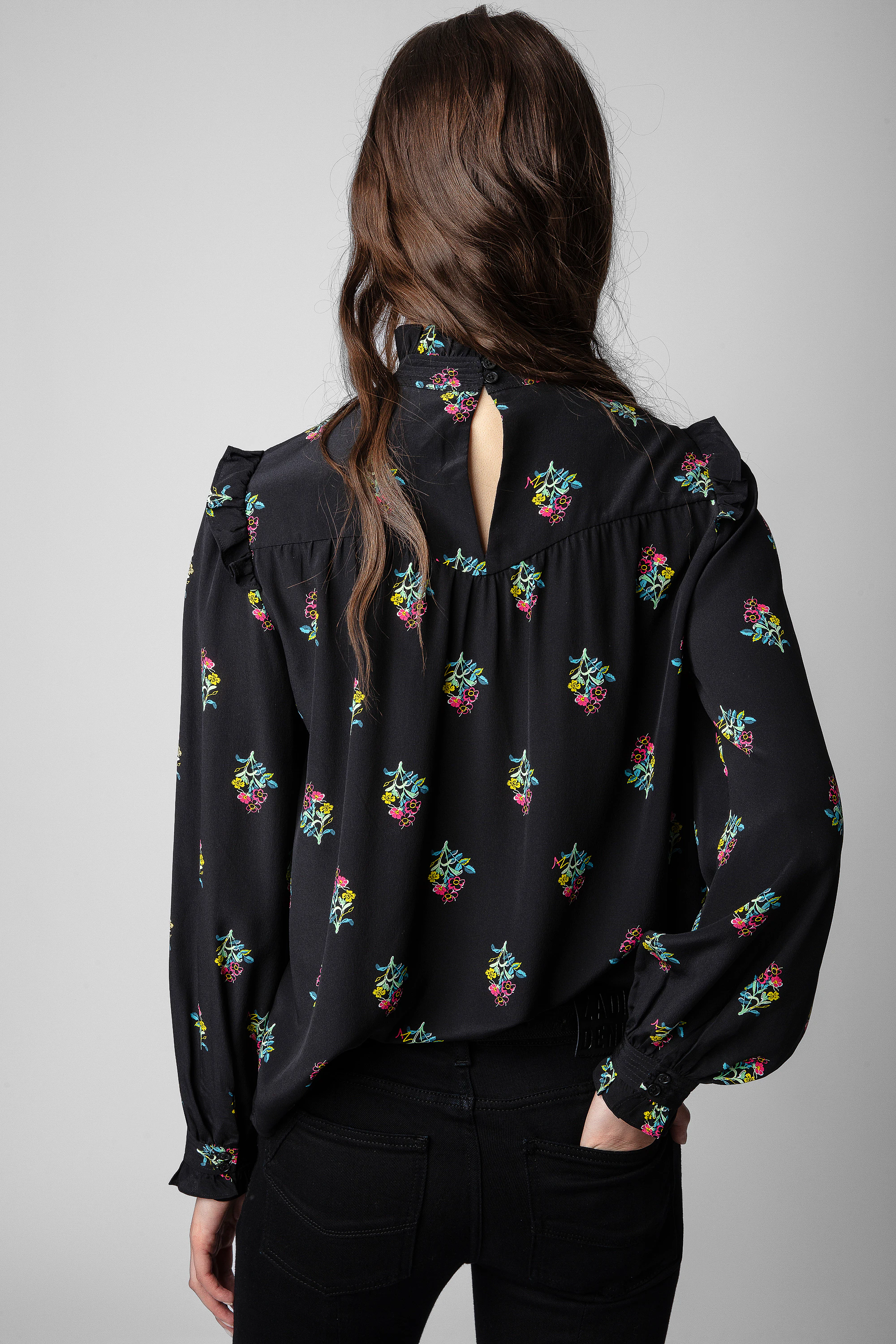 Tia Polka Flowers Silk Shirt thumbnail 4