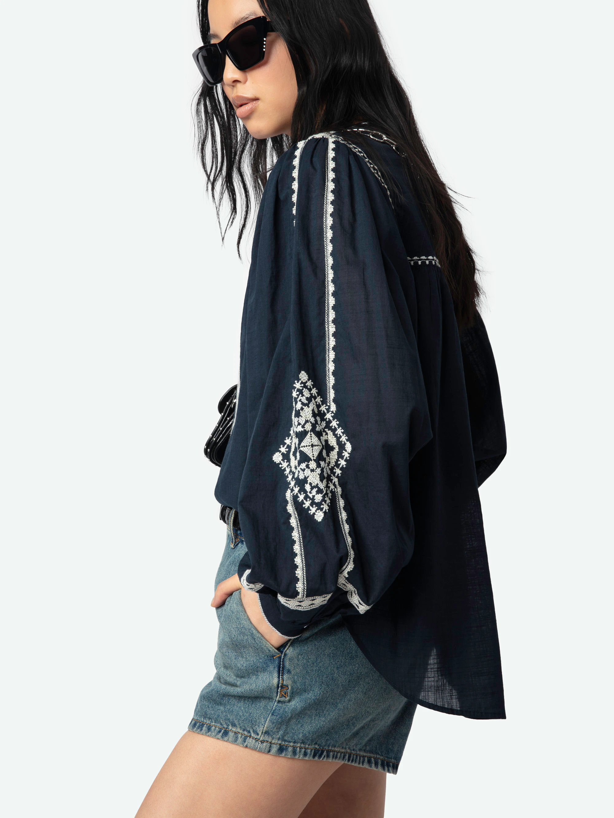 Tigy Oversized Cotton Blouse thumbnail 3