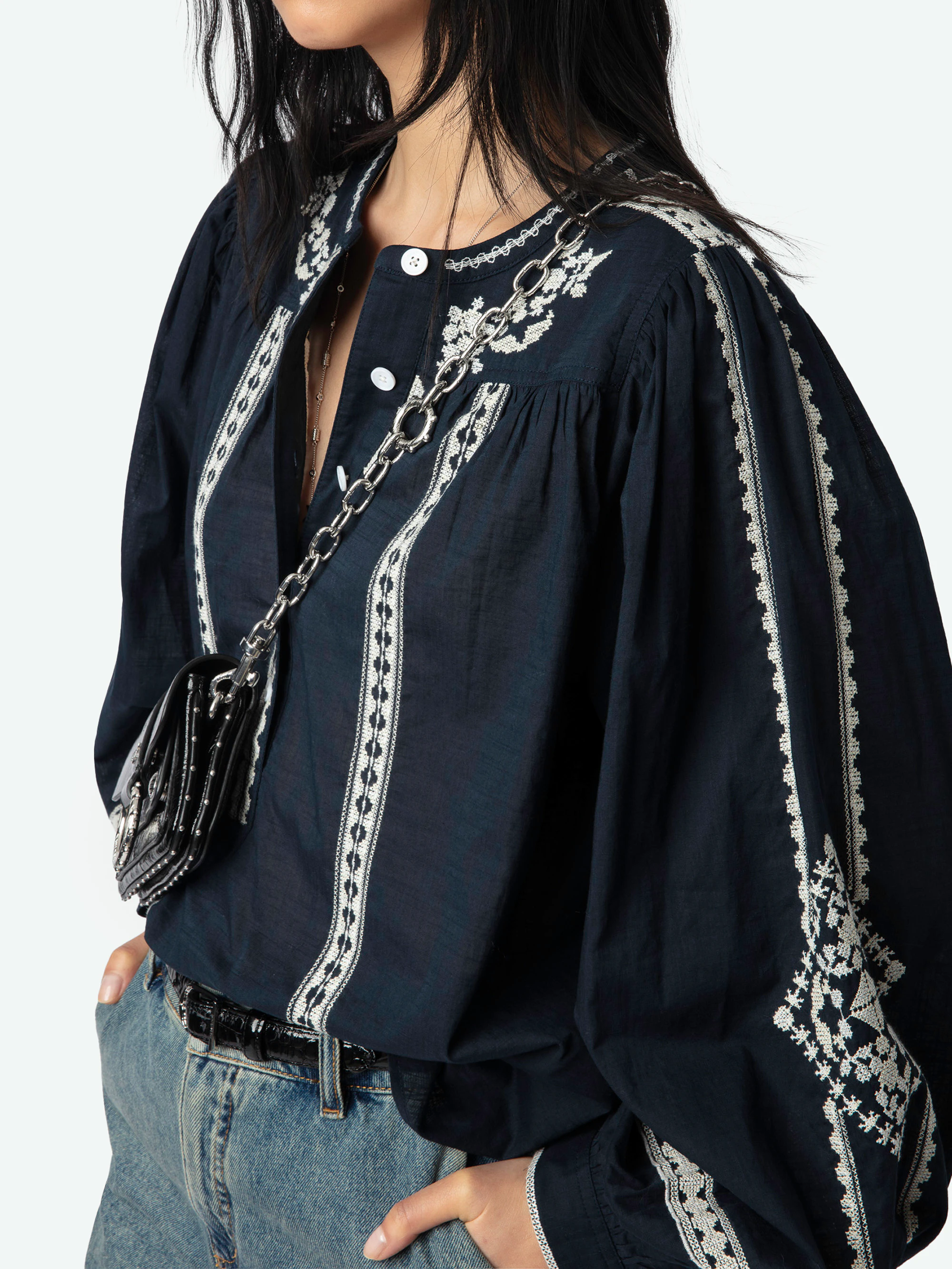 Tigy Oversized Cotton Blouse thumbnail 4