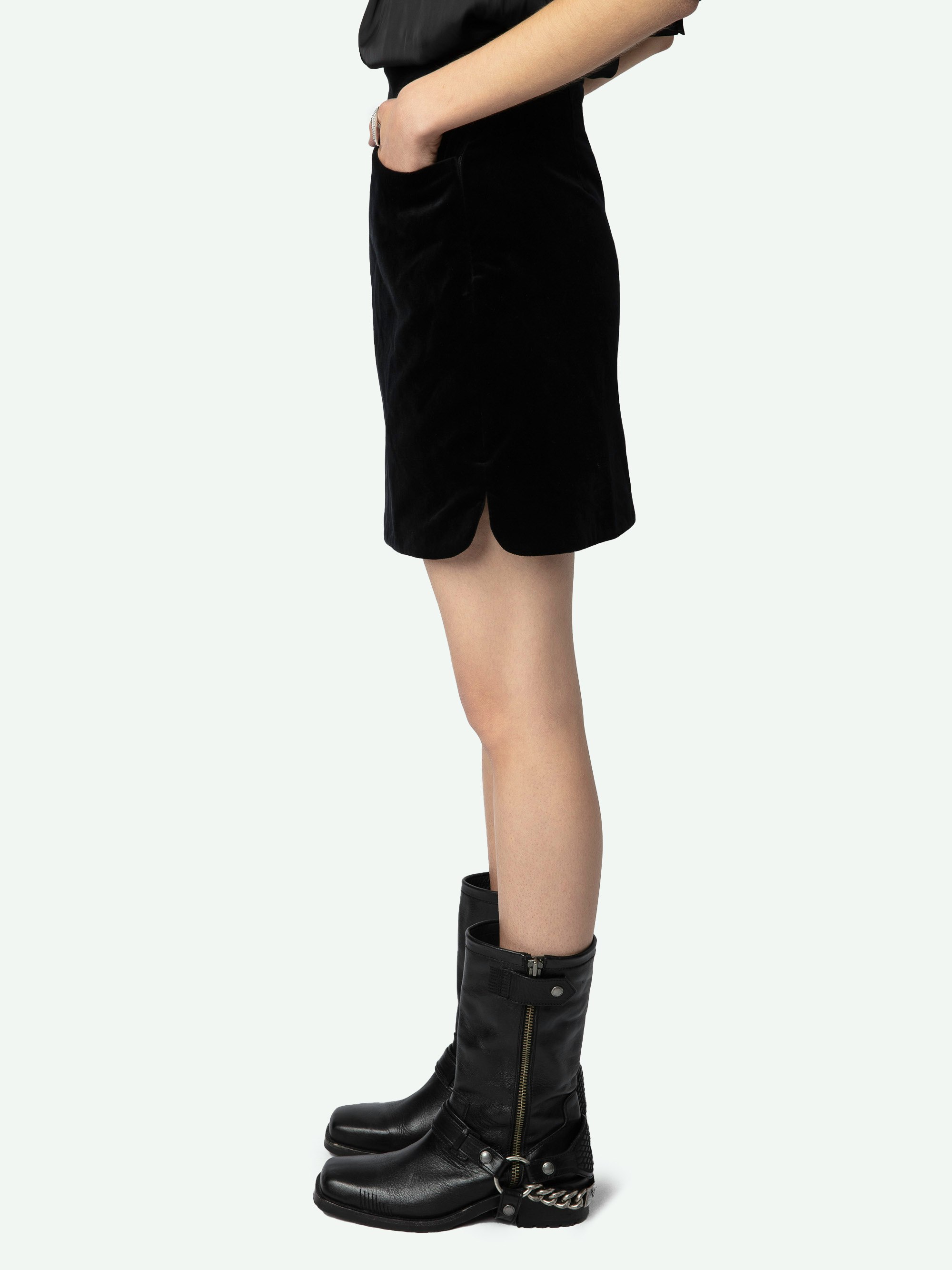 Jinette Black Velvet Mini Skirt | Zadig&Voltaire | Zadig&Voltaire