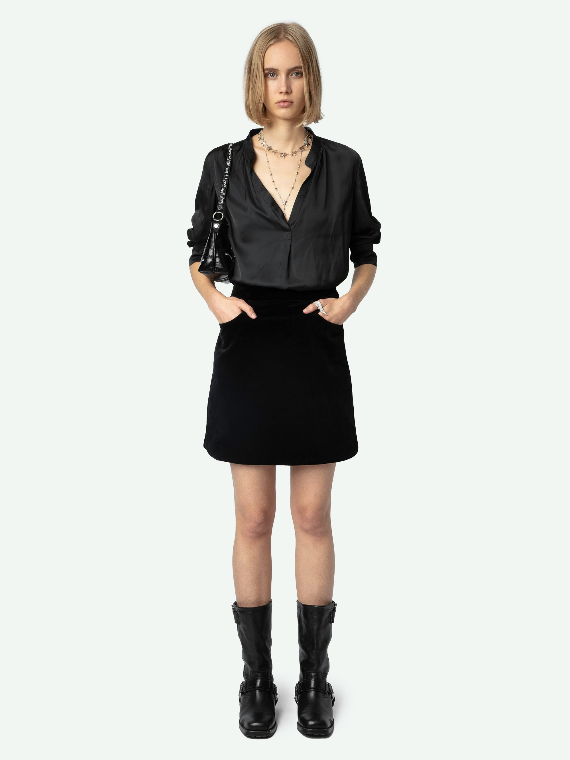 Jinette Black Velvet Mini Skirt | Zadig&Voltaire | Zadig&Voltaire
