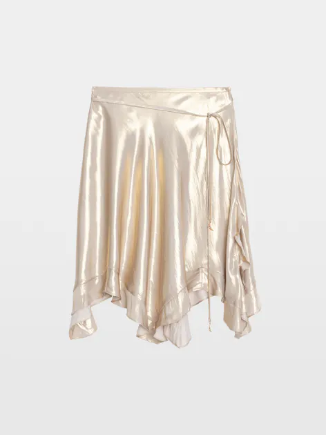 Short Asymmetric Gold Satin Skirt | Zadig&Voltaire