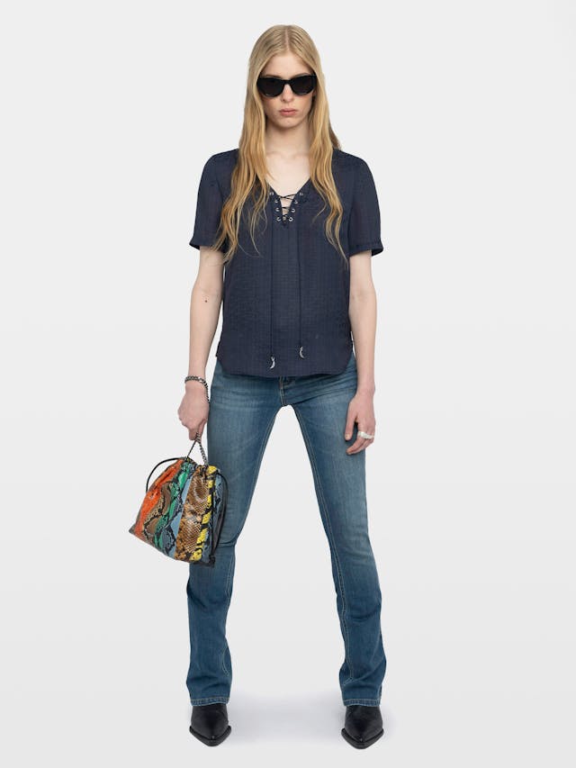 Terzo Satin V Neck Top