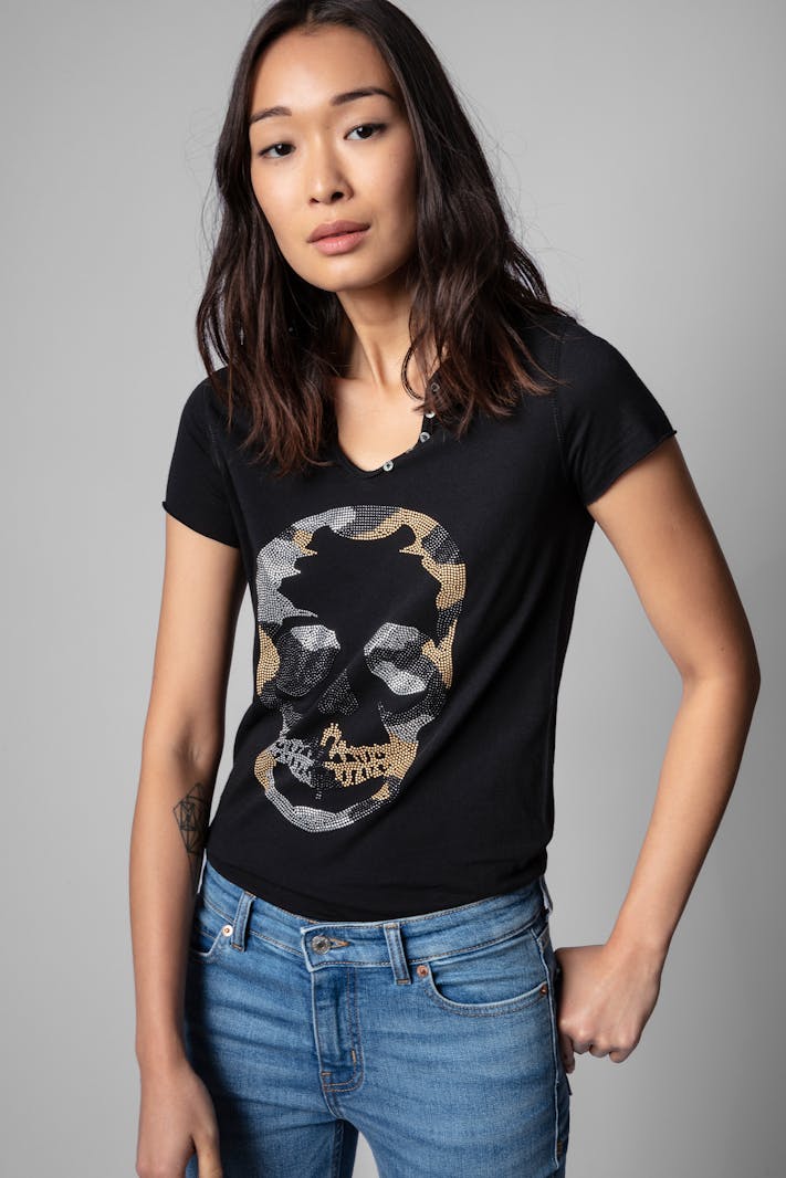 Camo Skull Strass T-Shirt