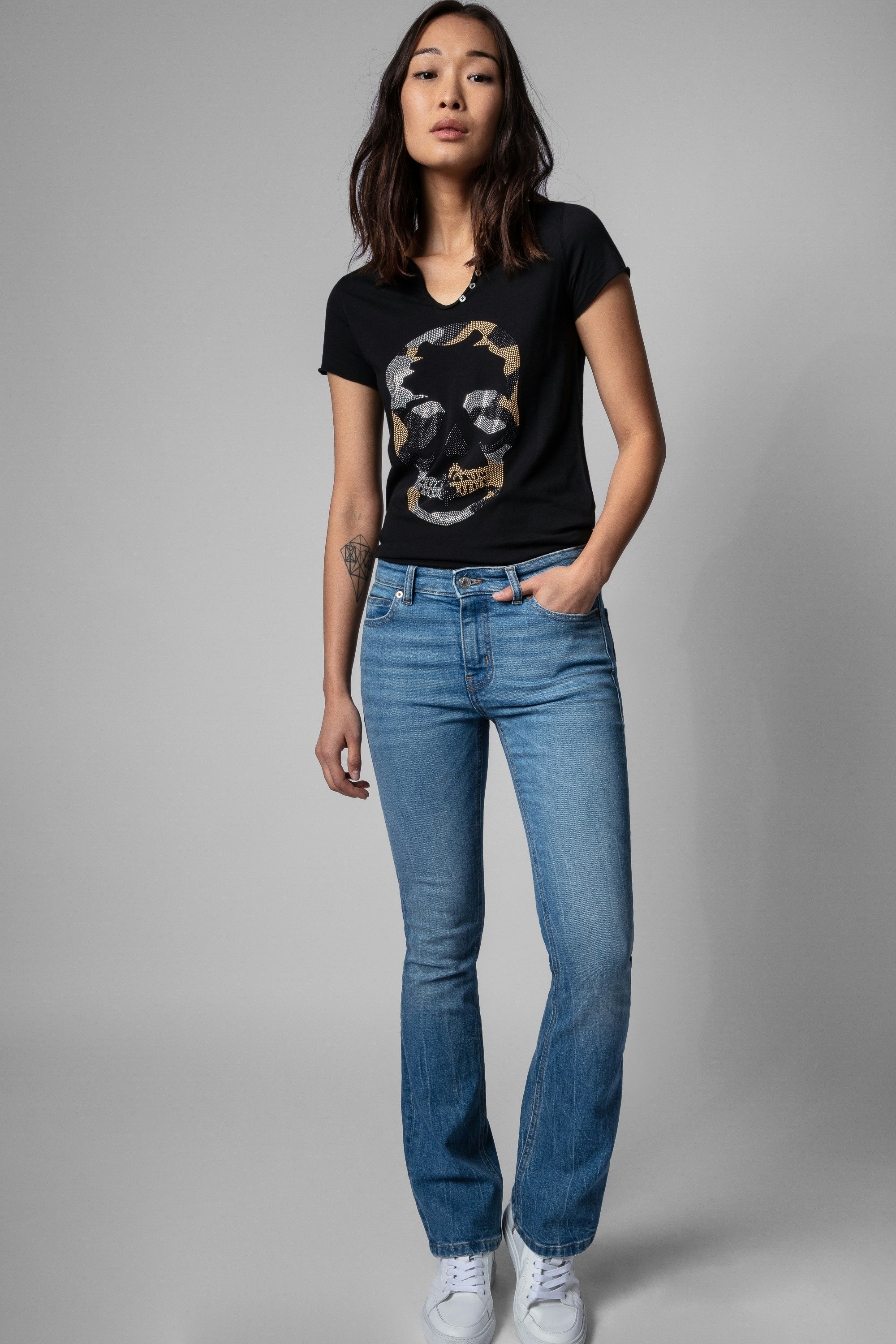 Camo Skull Strass T-Shirt