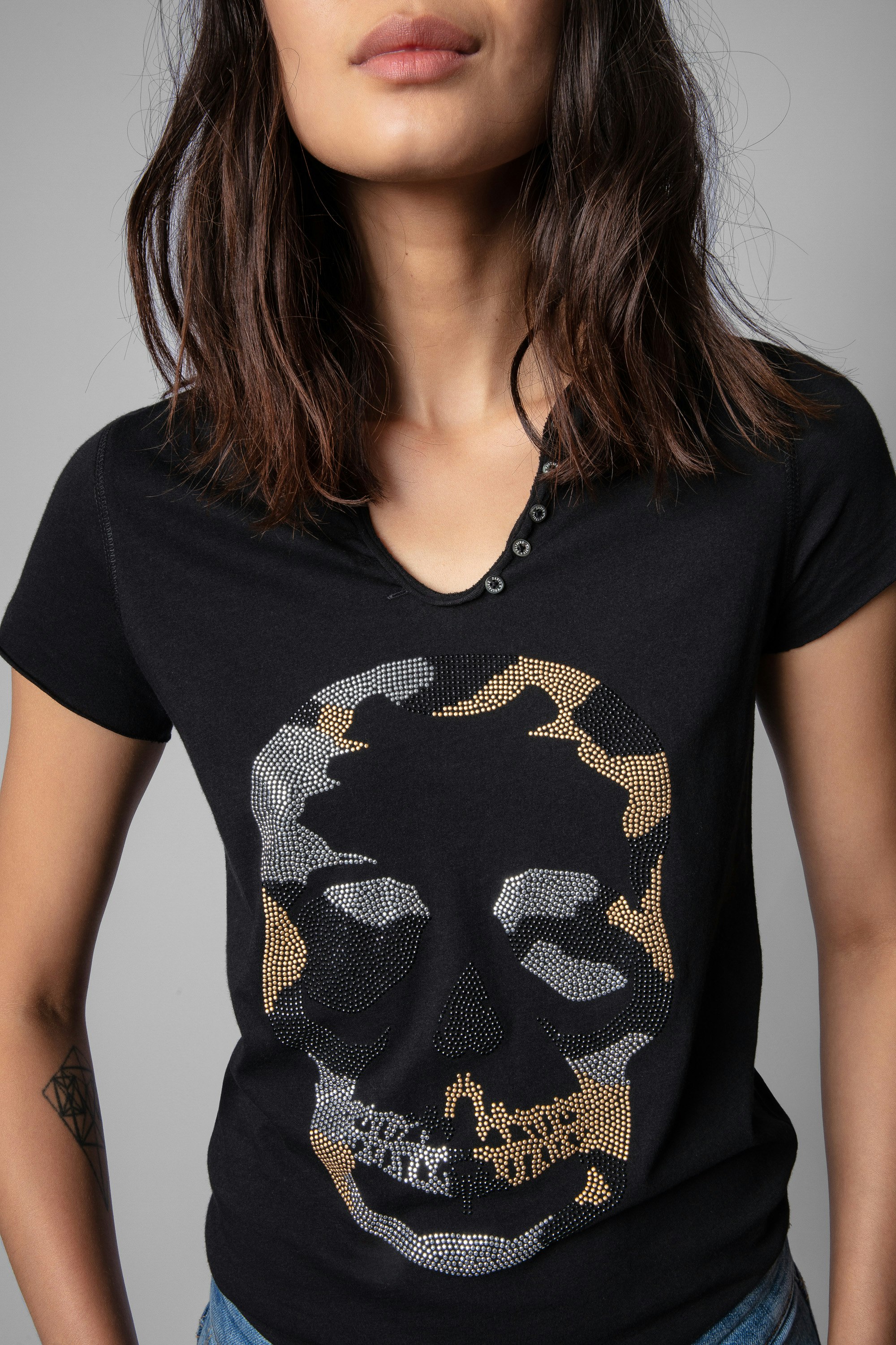 Camo Skull Strass T-Shirt