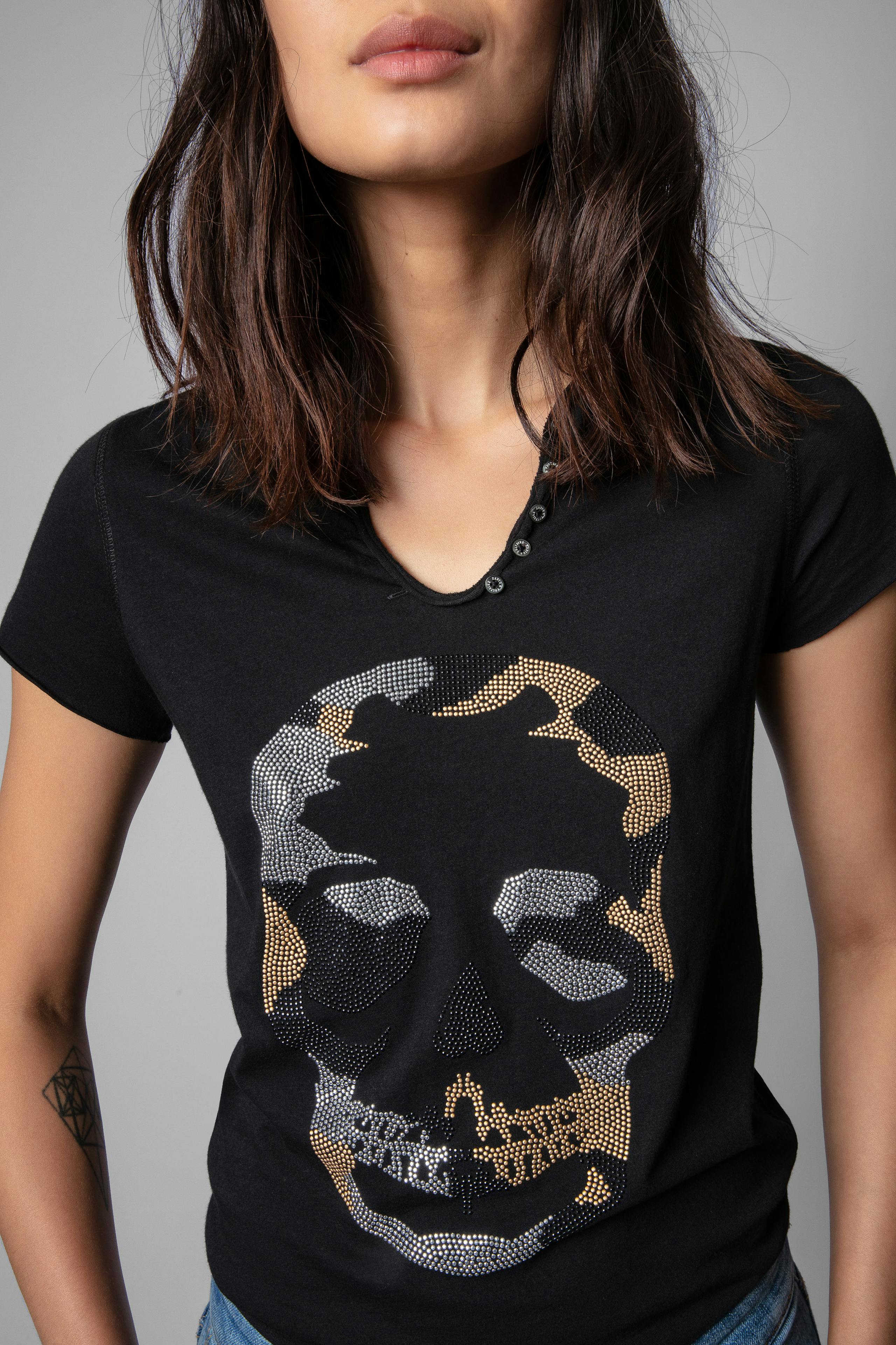 Camo Skull Strass T-Shirt 4