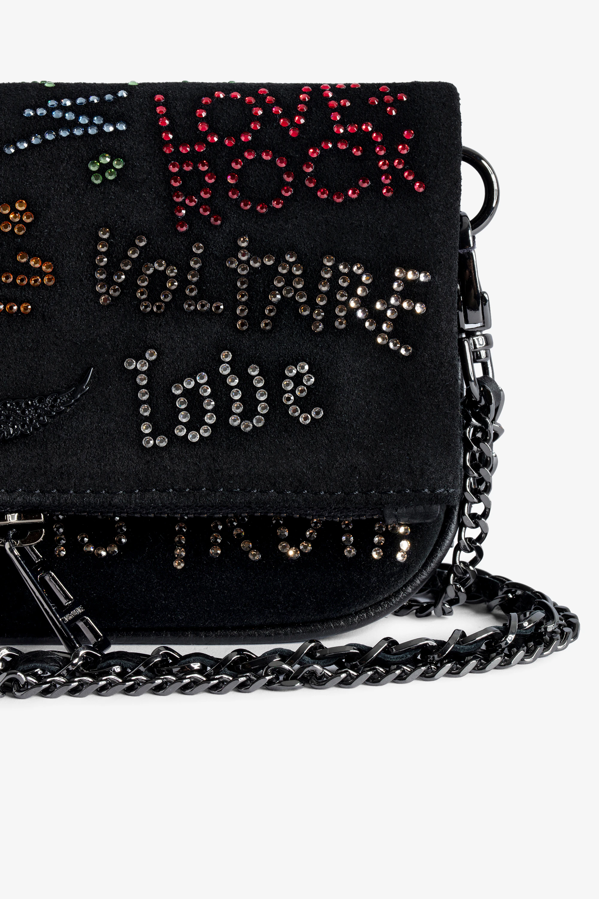 Rock Nano Suede Tag Diamanté Clutch thumbnail 5