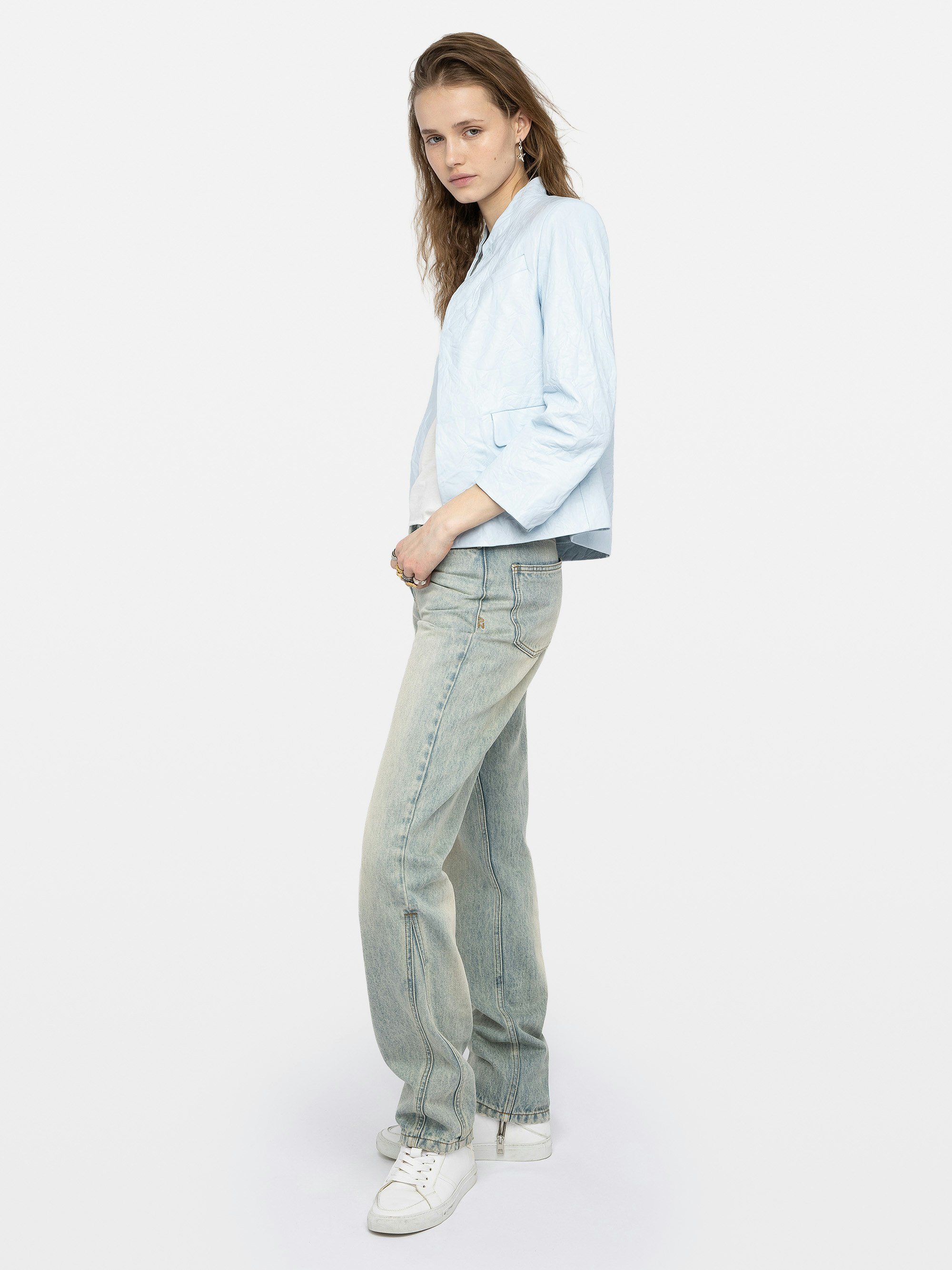 Veryn Crinkle Leather Blazer 3