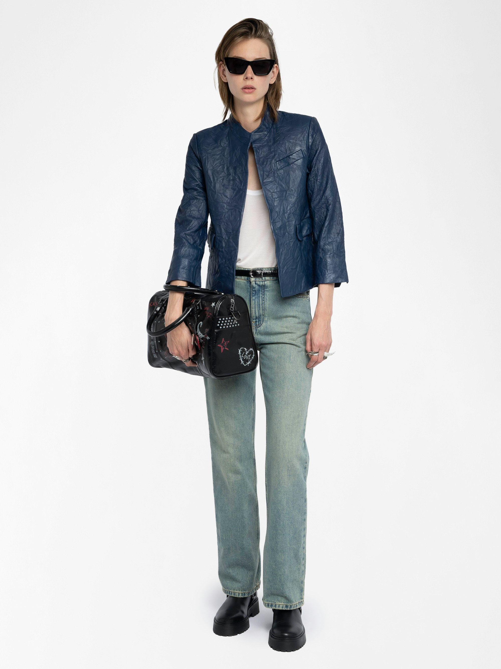 Veryn Crinkled Leather Blazer