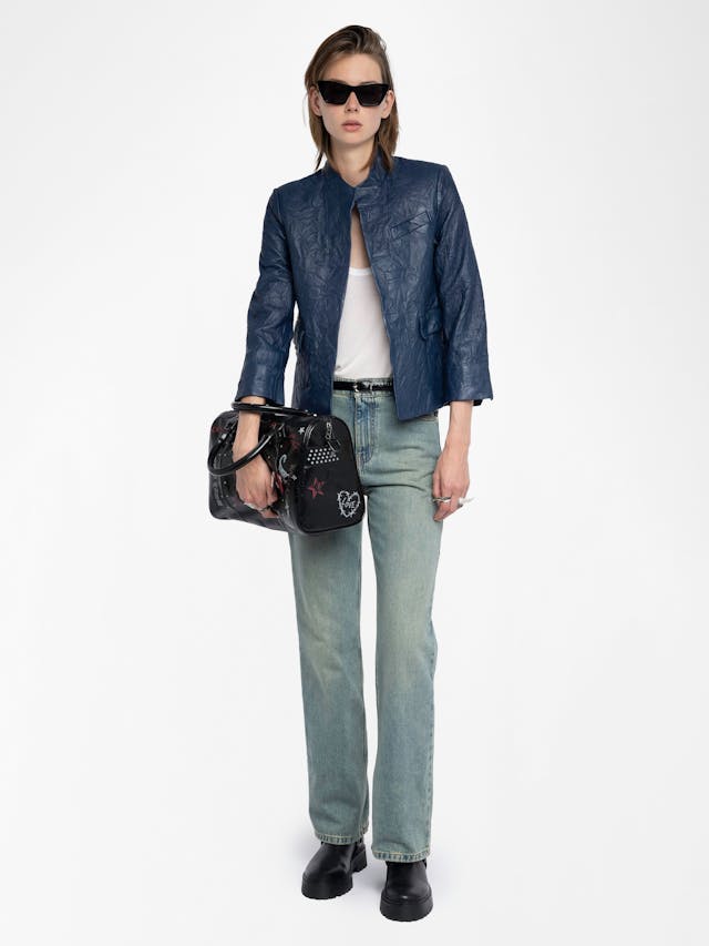 Veryn Crinkled Leather Blazer