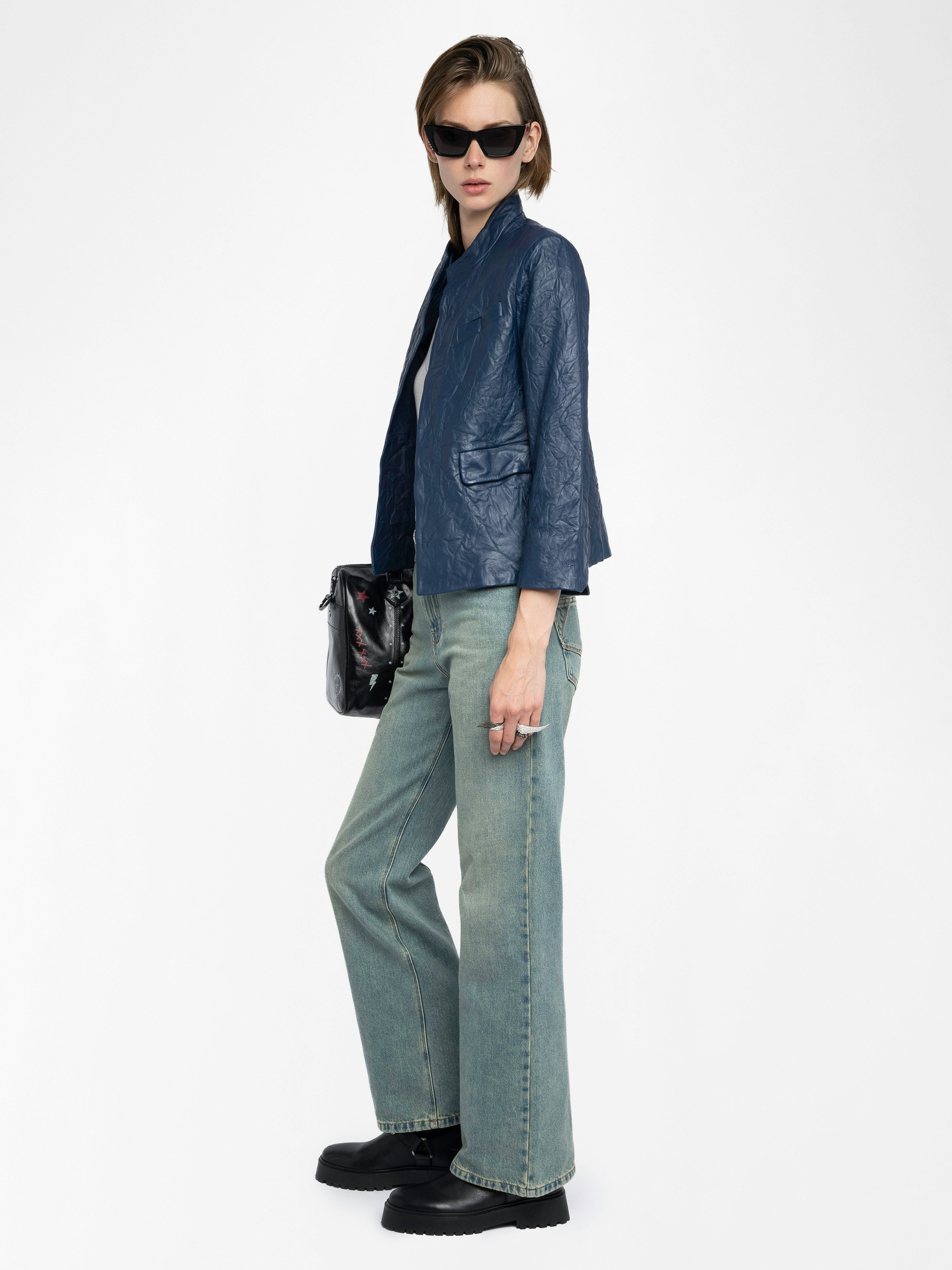 Veryn Crinkled Leather Blazer