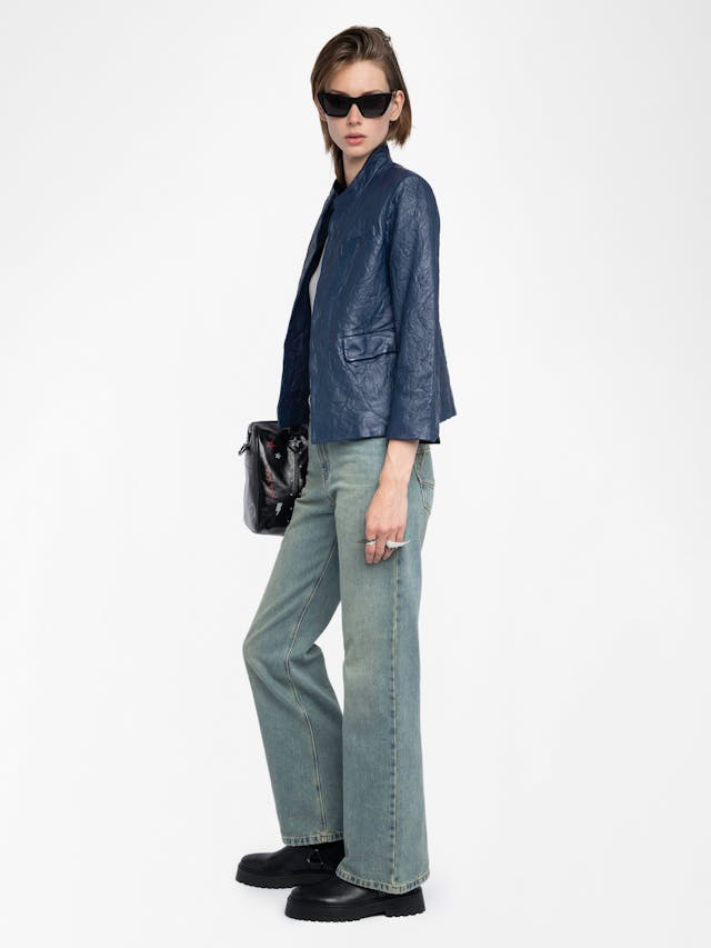 Veryn Crinkled Leather Blazer