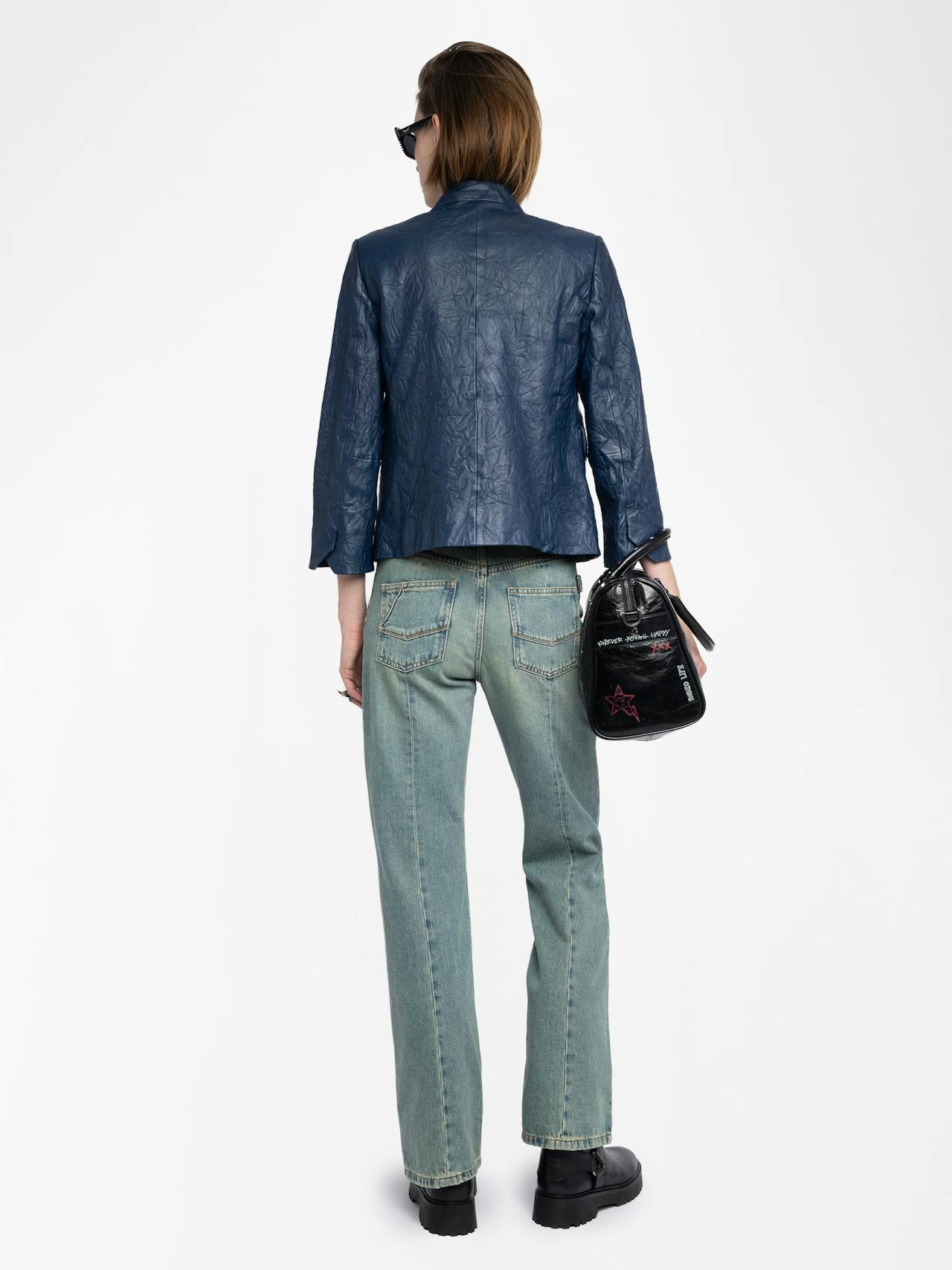 Veryn Crinkled Leather Blazer