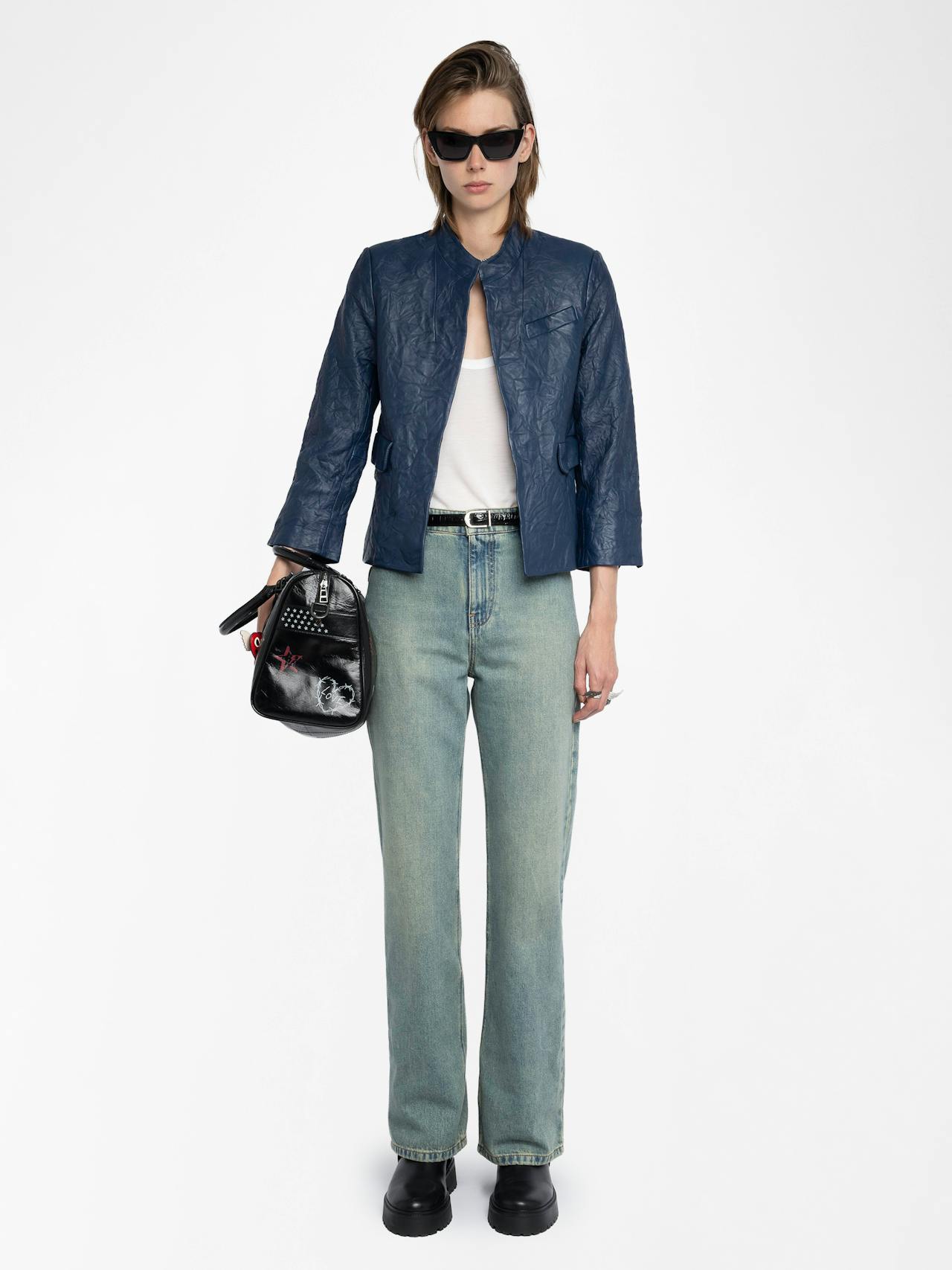 Veryn Crinkled Leather Blazer