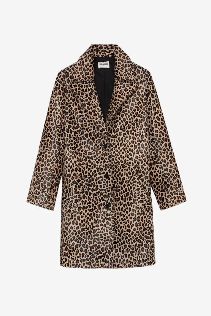 Mantel Monacoz Leder Leopardenmuster