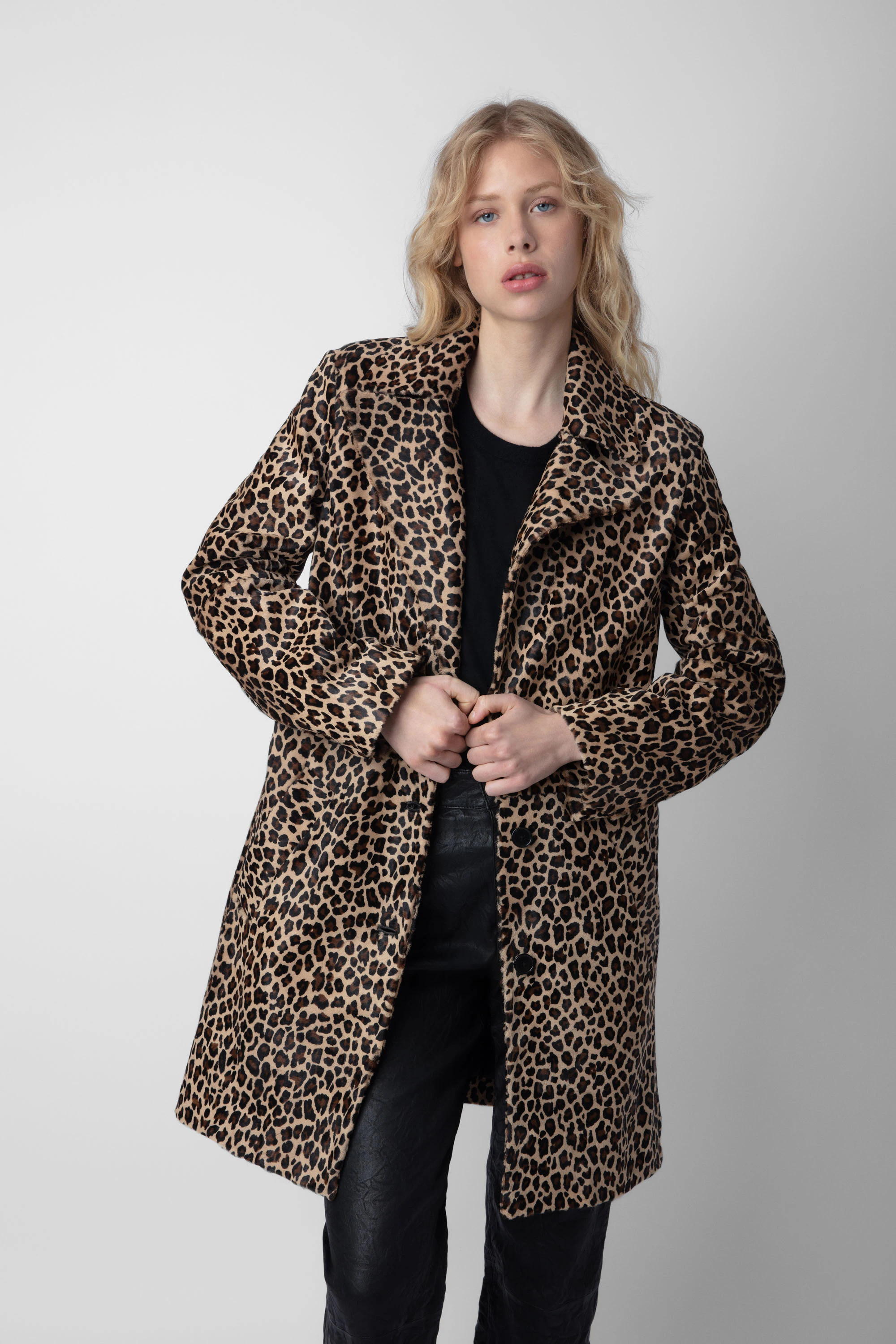 Monacoz Leopard-Print Leather Coat thumbnail 2