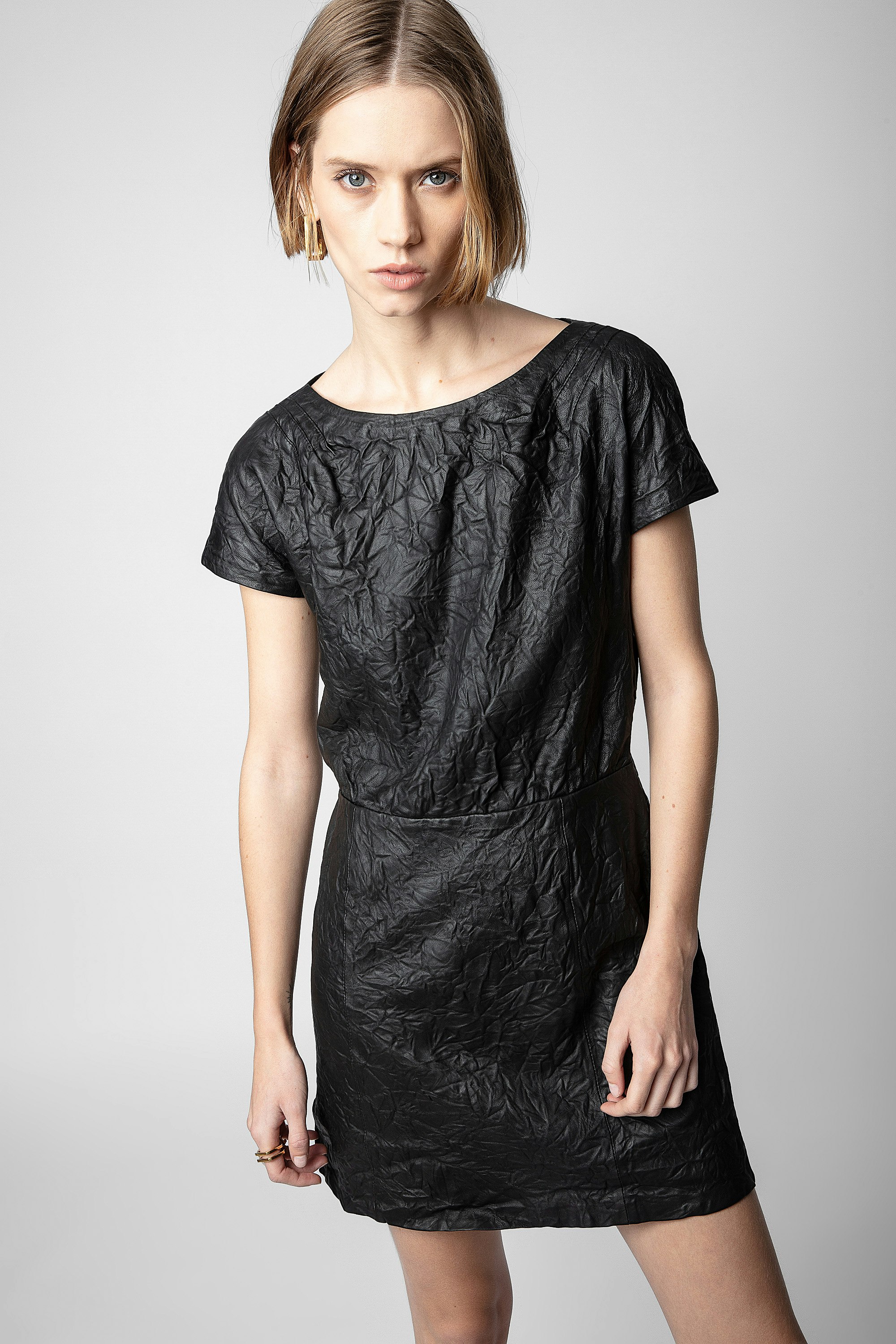 Rexa Crinkled Leather Dress