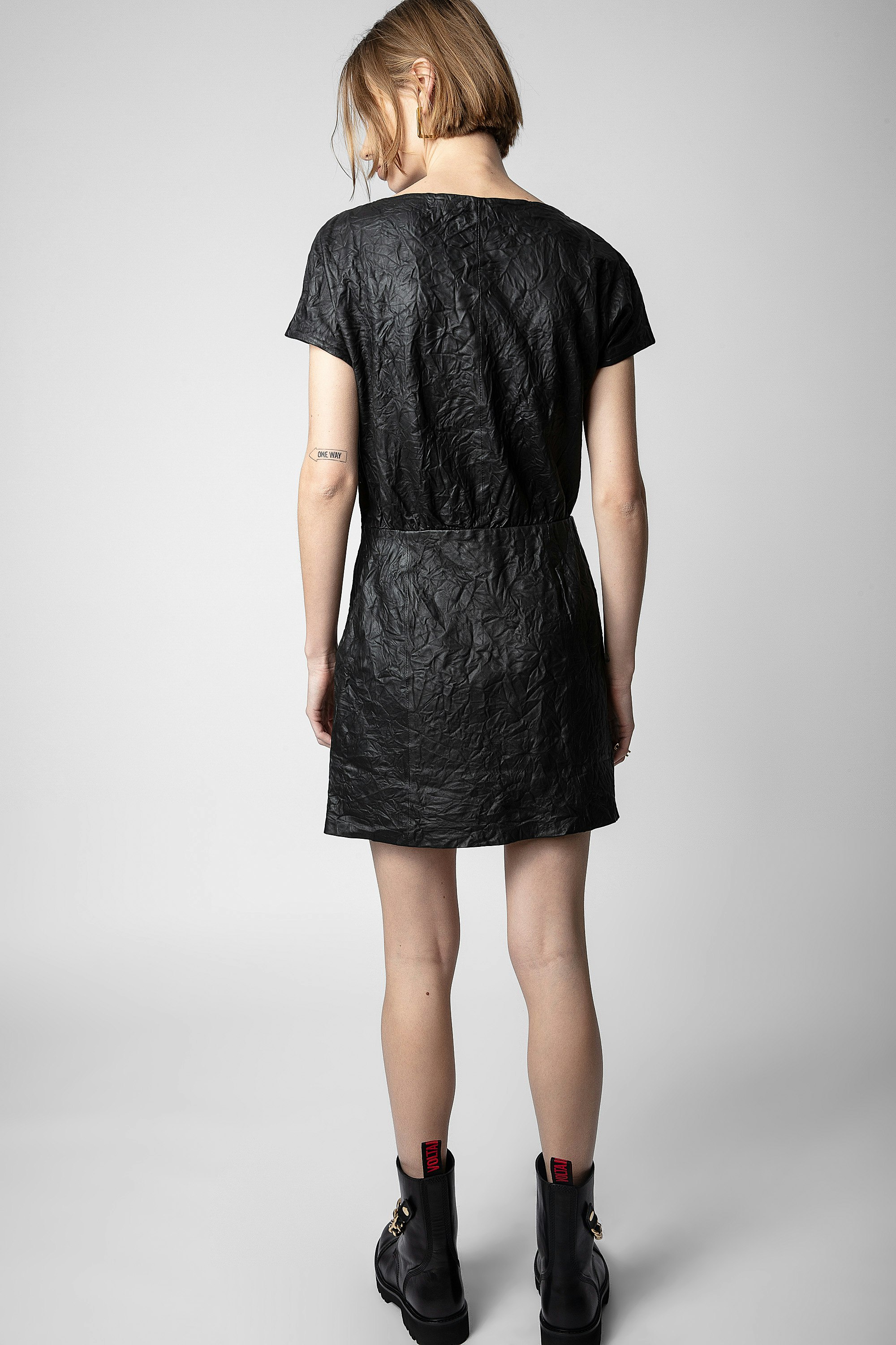 Rexa Crinkled Leather Dress