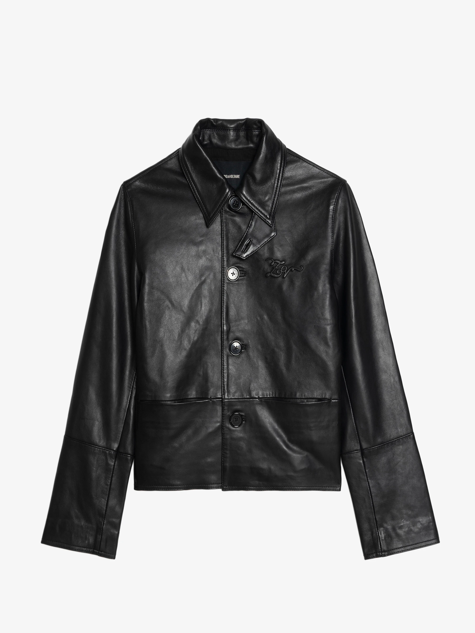 Cropped Leopard Leather Jacket in Black | Zadig&Voltaire