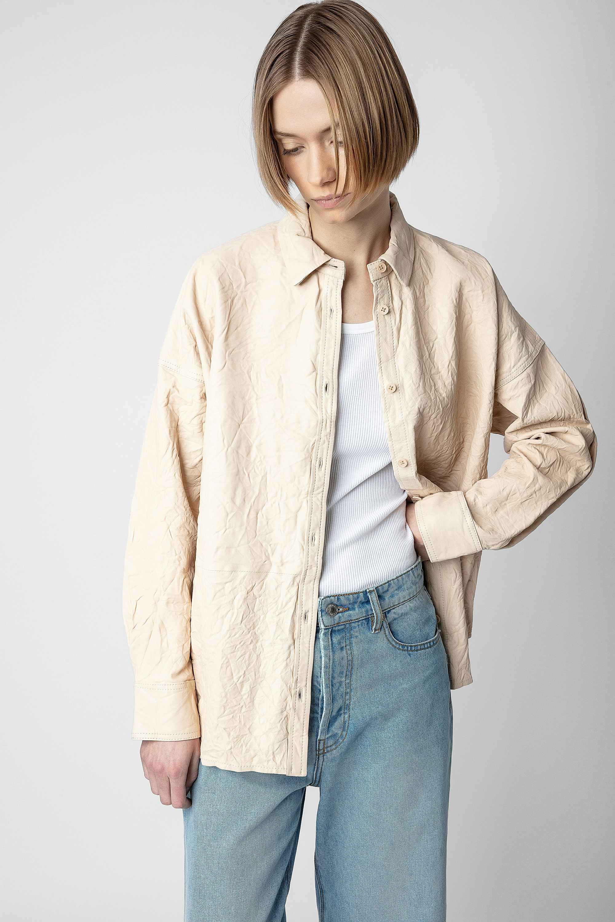 Tamara Crinkled Leather Shirt