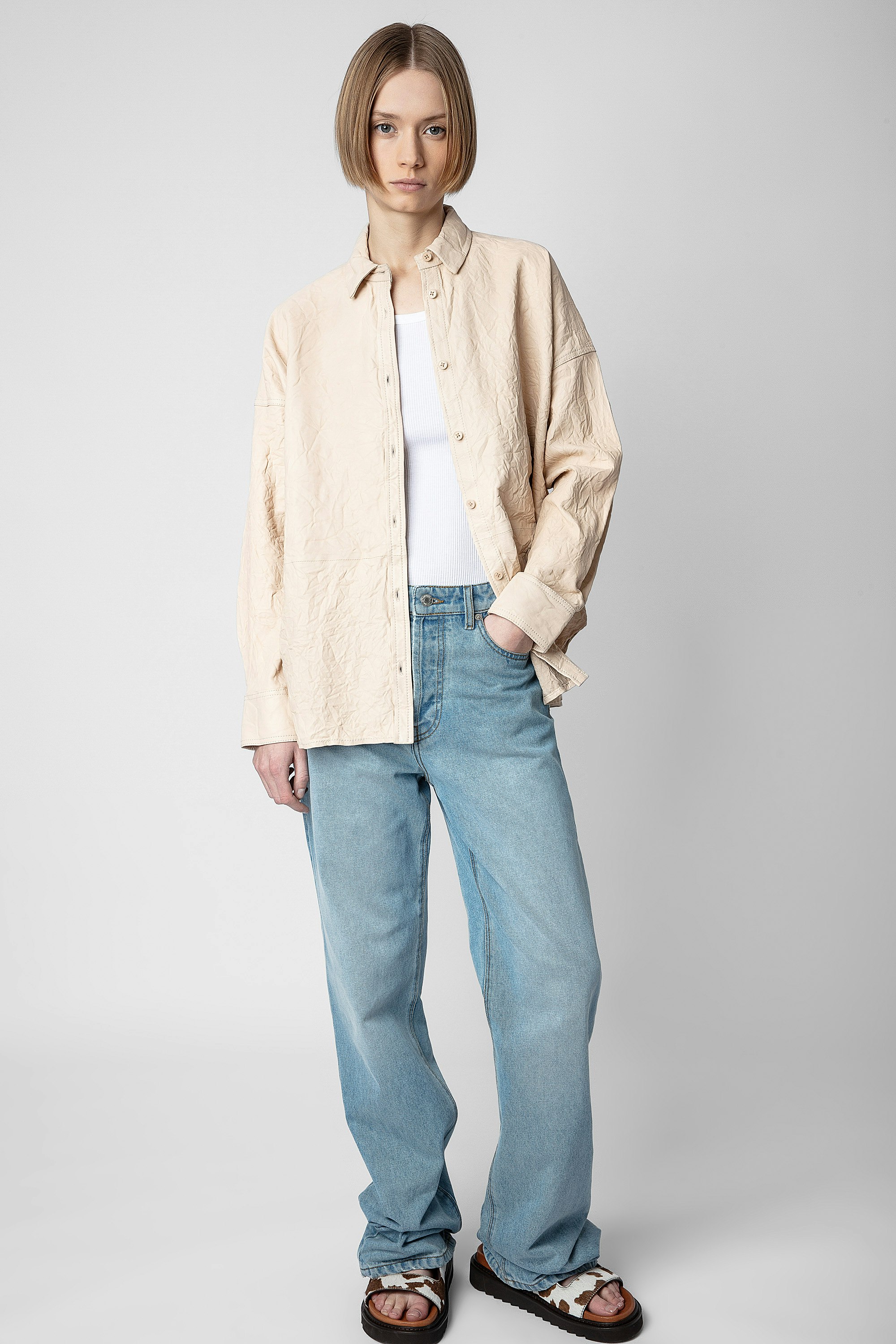 Tamara Crinkled Leather Shirt