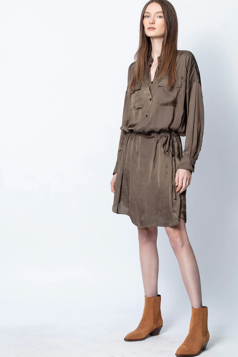 zadig & voltaire romeo satin dress Zadig & Voltaire Romeo Satin Dress Knee-Length Dress - White Dresses,  Clothing - ZAV40620