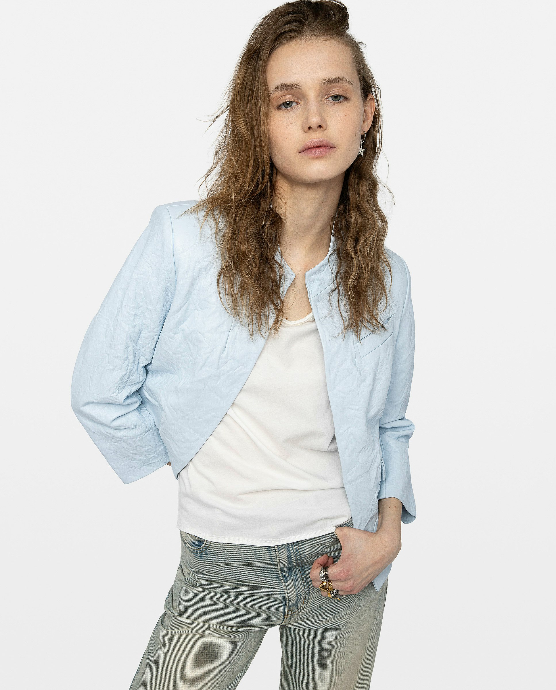 Veryn Crinkle Leather Blazer 4