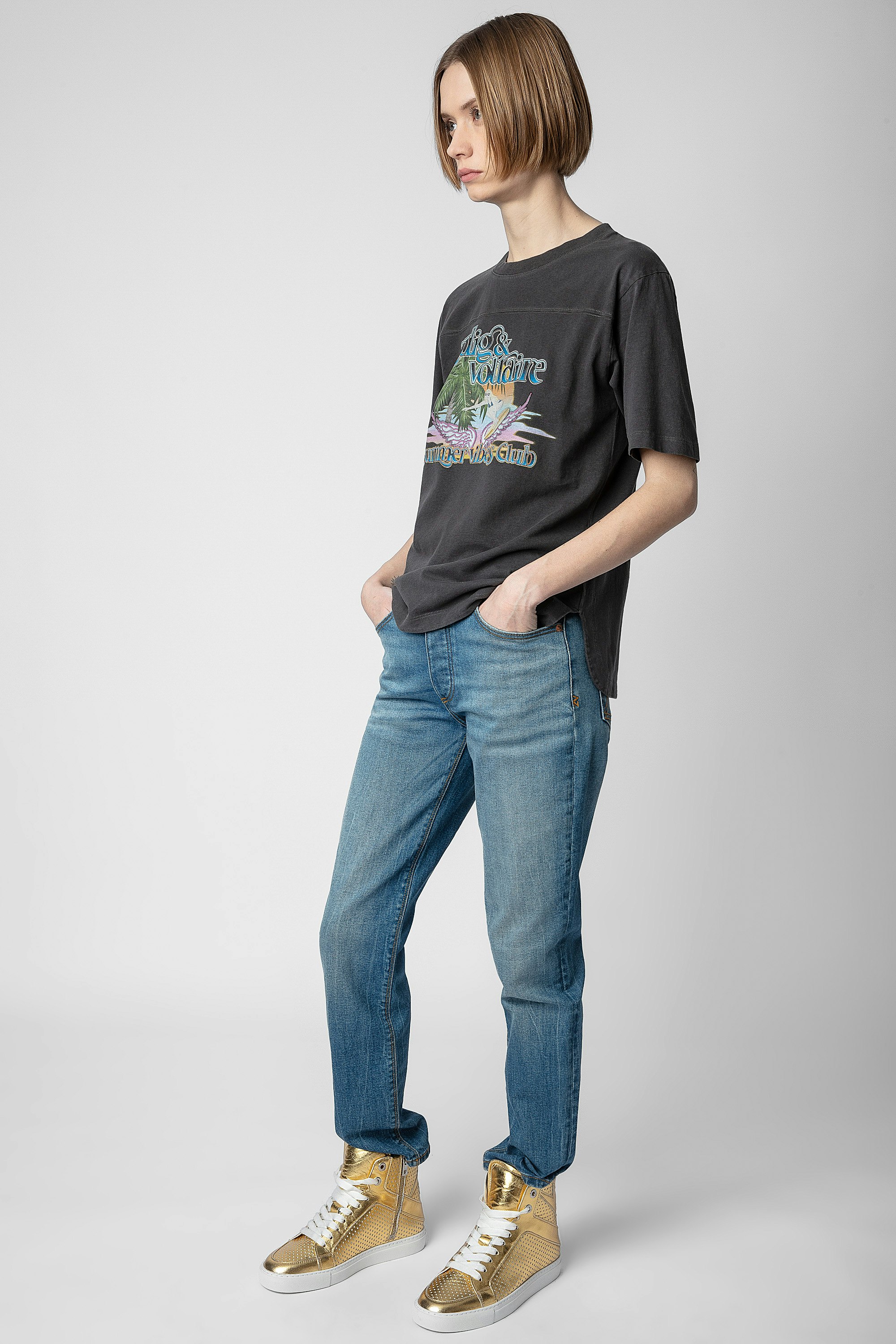 ZV1747 High Flash Vintage Metal Sneakers